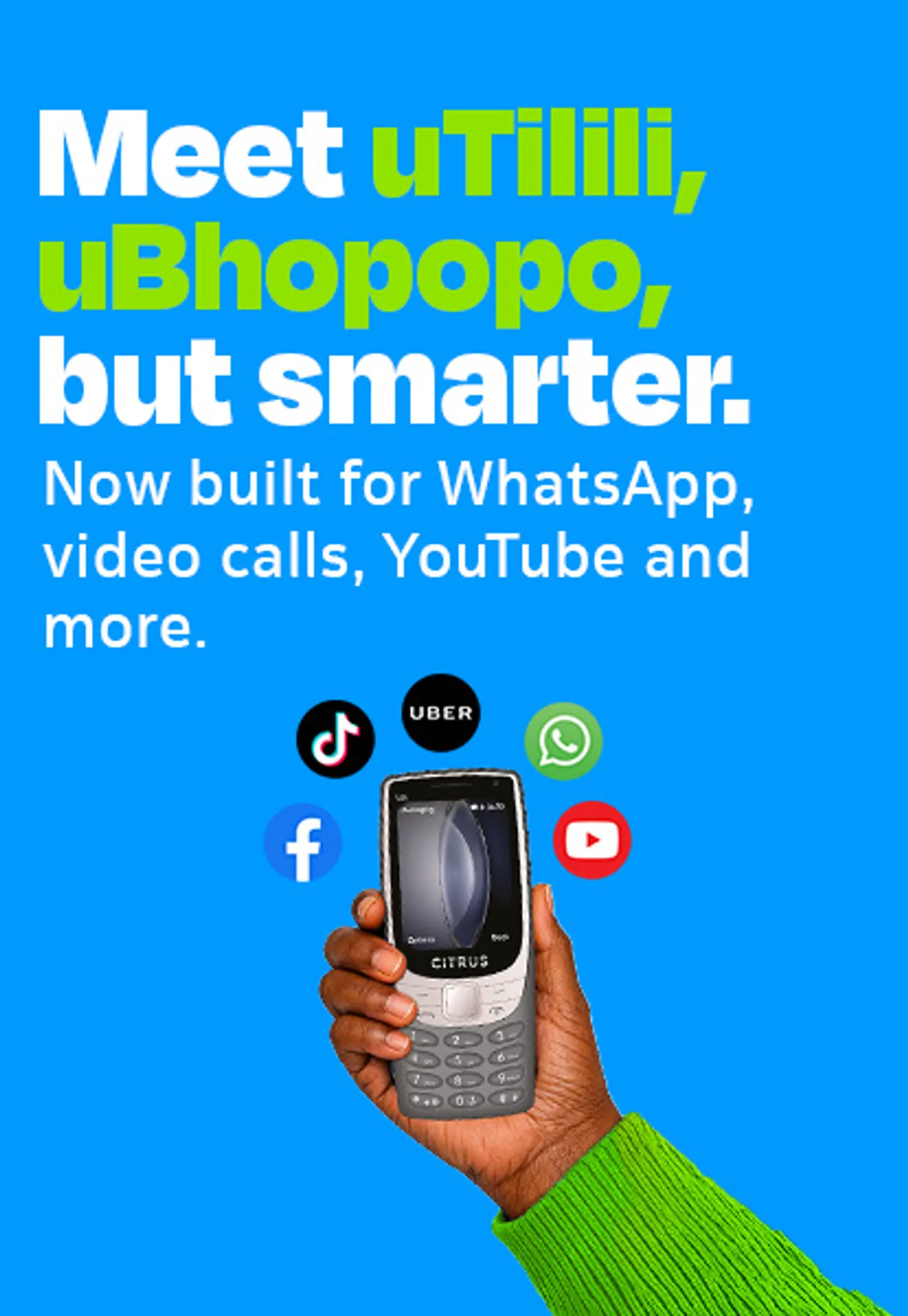 Telkom Citrus LO5 feature phone on a kitchen counter