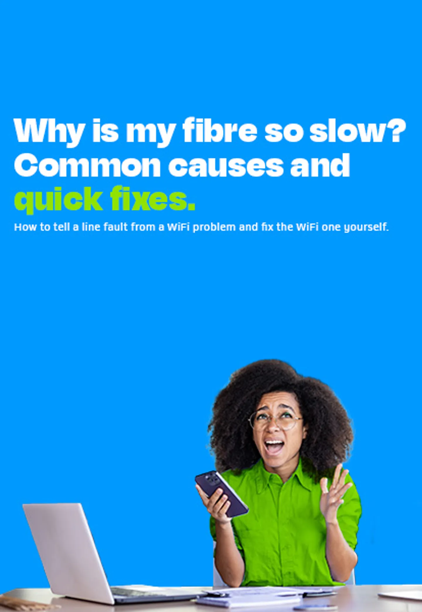 Person testing Telkom fibre speed on a laptop using an Ethernet cable