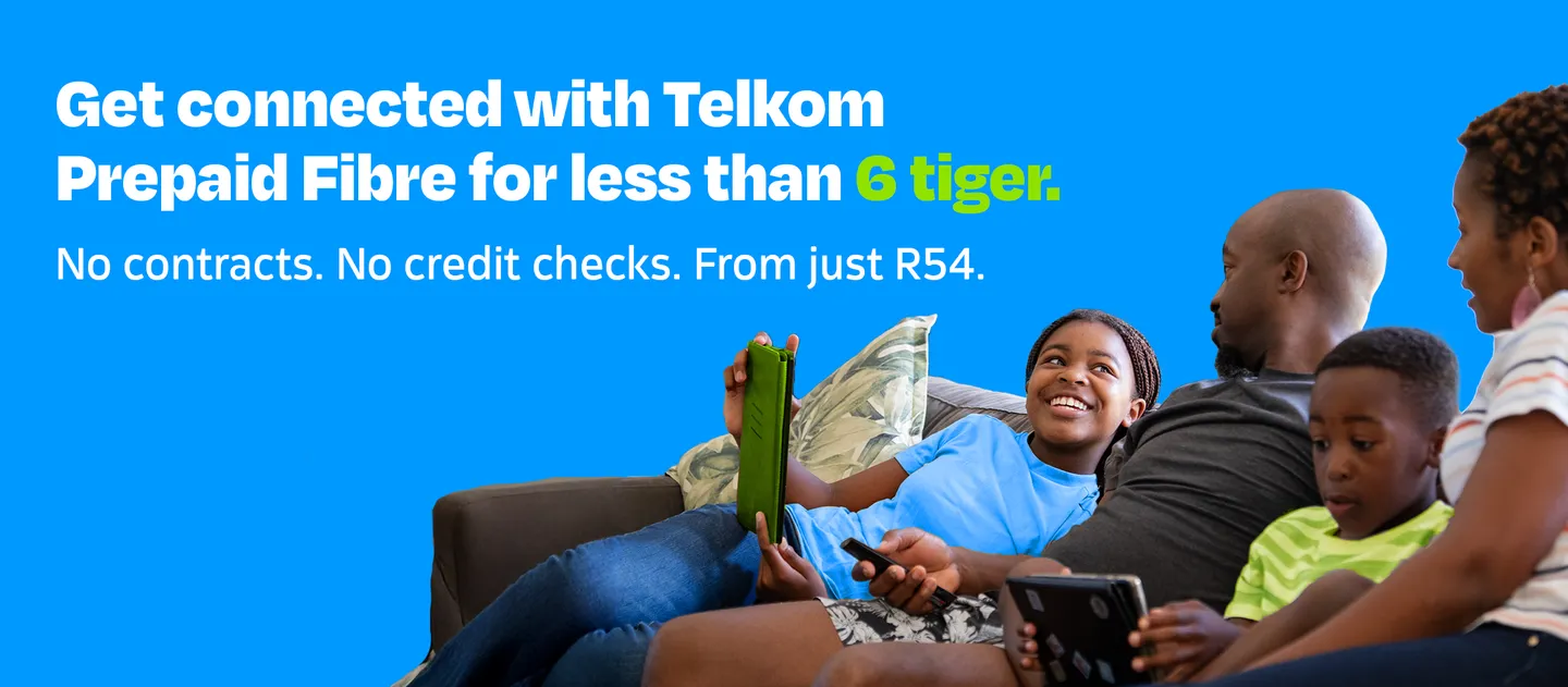 Family hosting braai with multiple devices connected to Telkom Prepaid Fibre