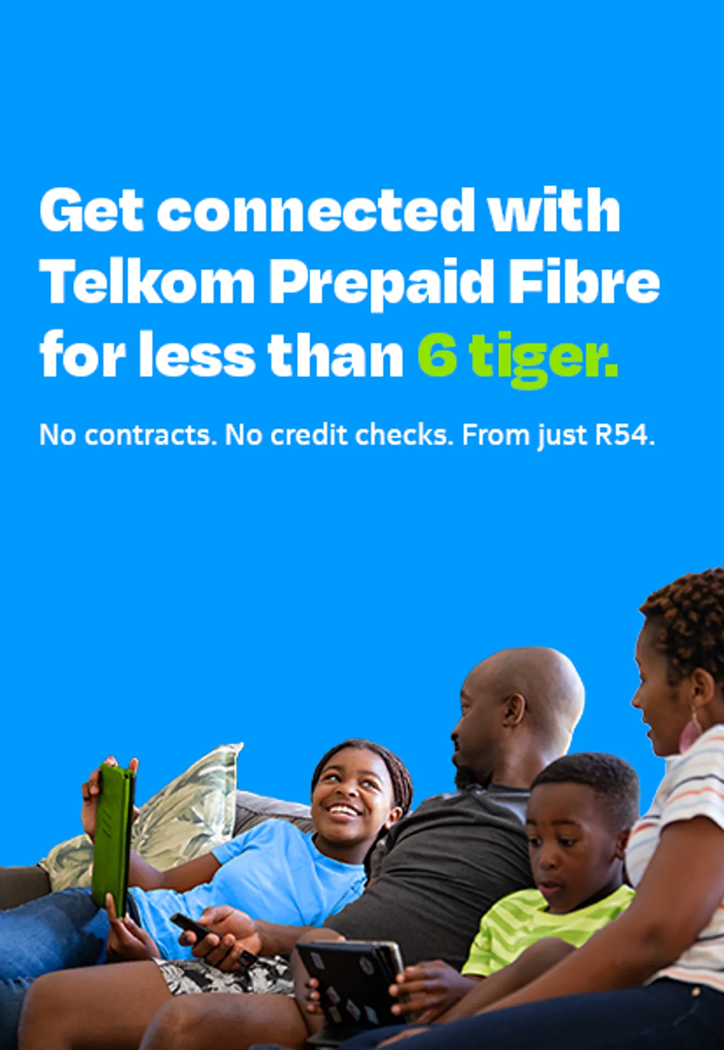 Family hosting braai with multiple devices connected to Telkom Prepaid Fibre