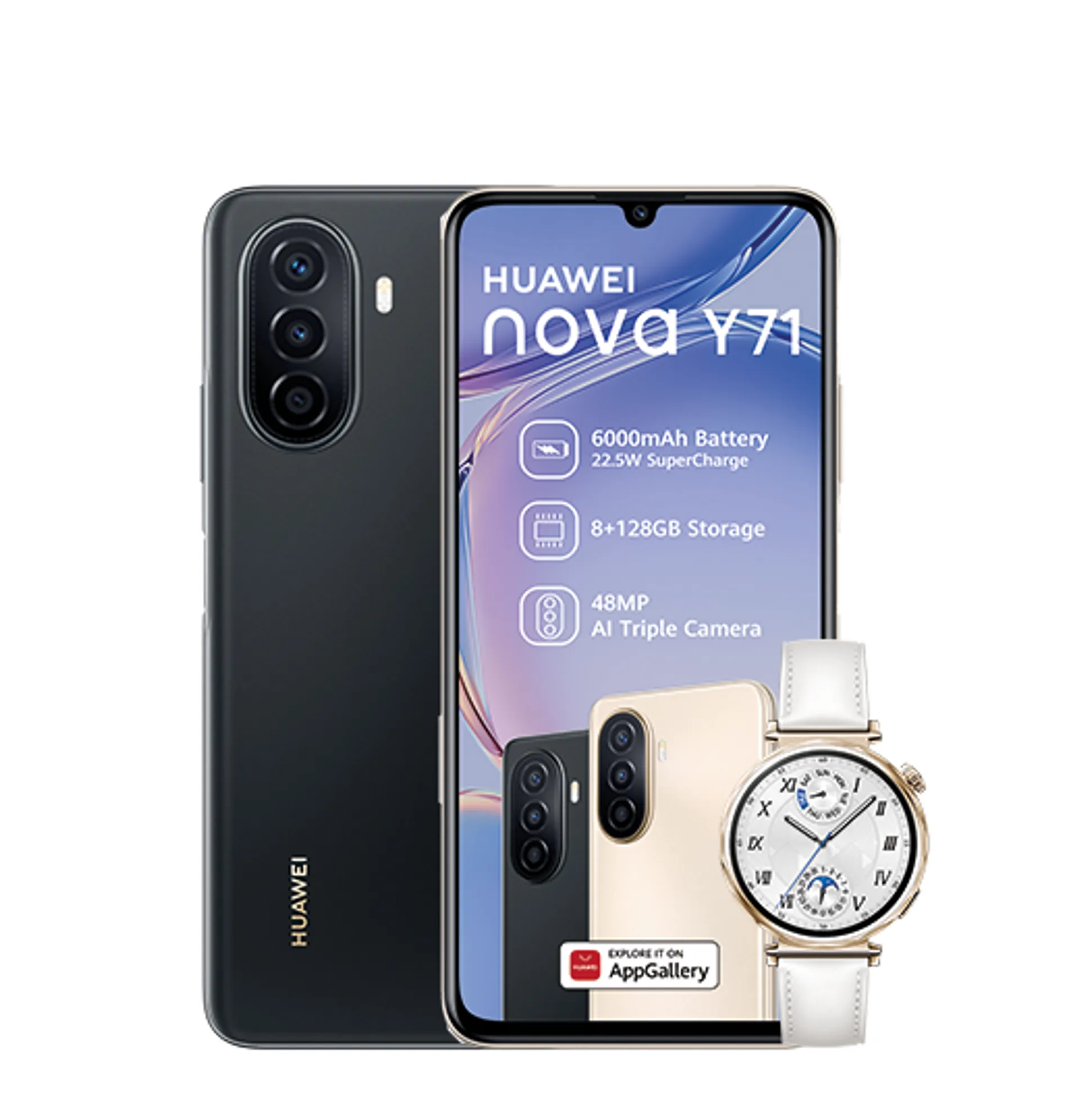 Huawei Nova Y71 Black Huawei Watch GT5 White slide