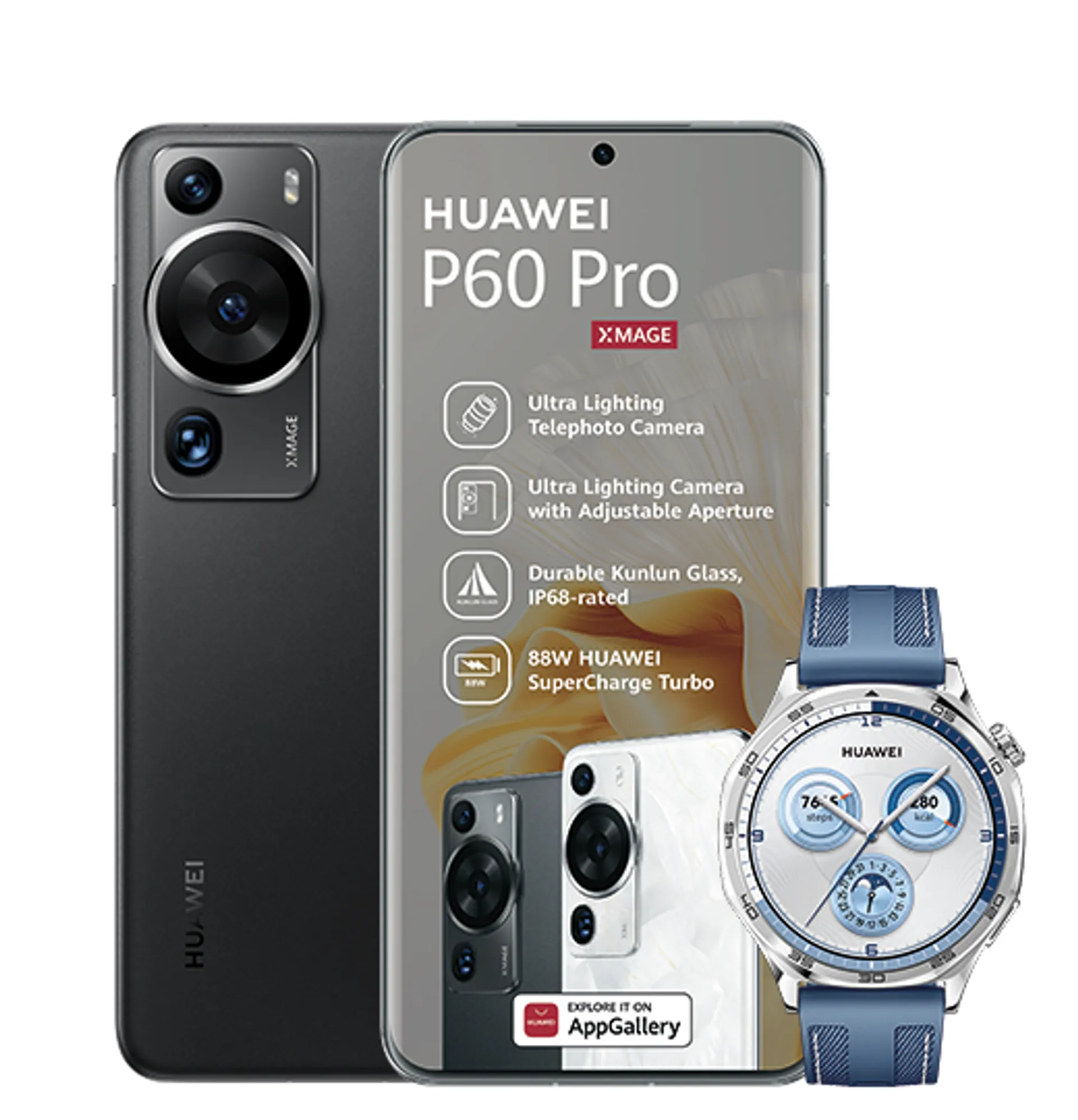 Huawei P60 Pro Black Huawei Watch GT5 Blue slide
