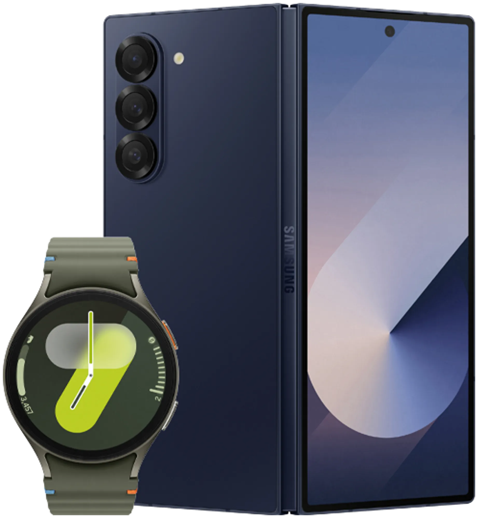 Samsung Galaxy Z Fold 6 Dark Blue Samsung Galaxy Watch 7 40MM Green slide