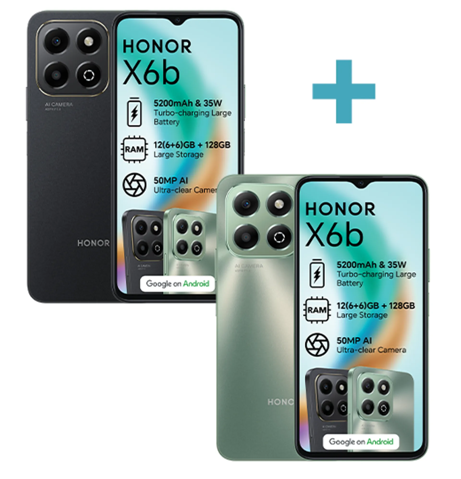 2xHonorX6B128GBBundleMidnightBlackMidnightForestGreenMidnightBlack Slide