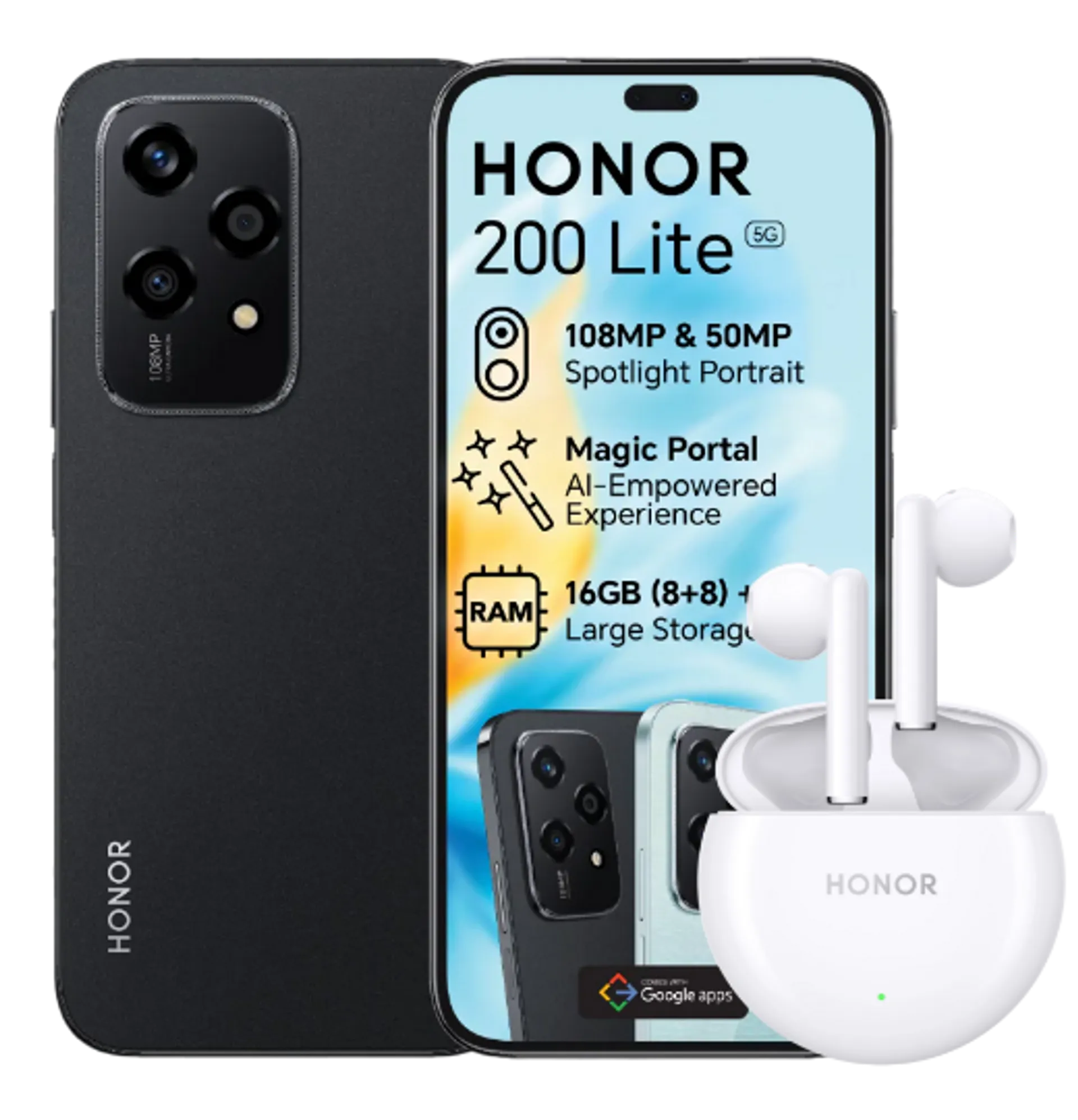 Honor 200 Lite Midnight Black Plus Earbuds X5 R500 Accessory Voucher slide