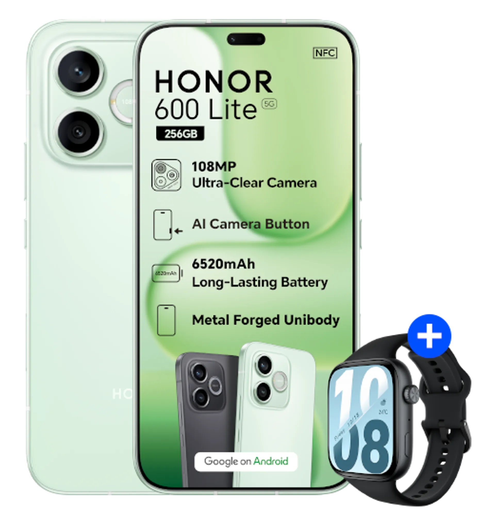 Honor 600 Lite Sprout Green Honor Watch X5i Black slide
