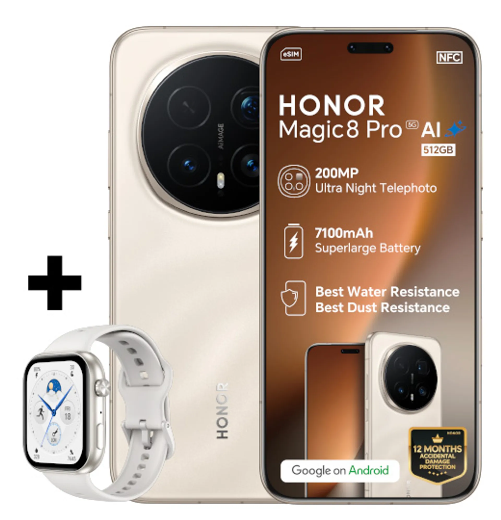 Honor Magic 8 Pro Sunrise Gold Honor Choice Watch 2i White slide