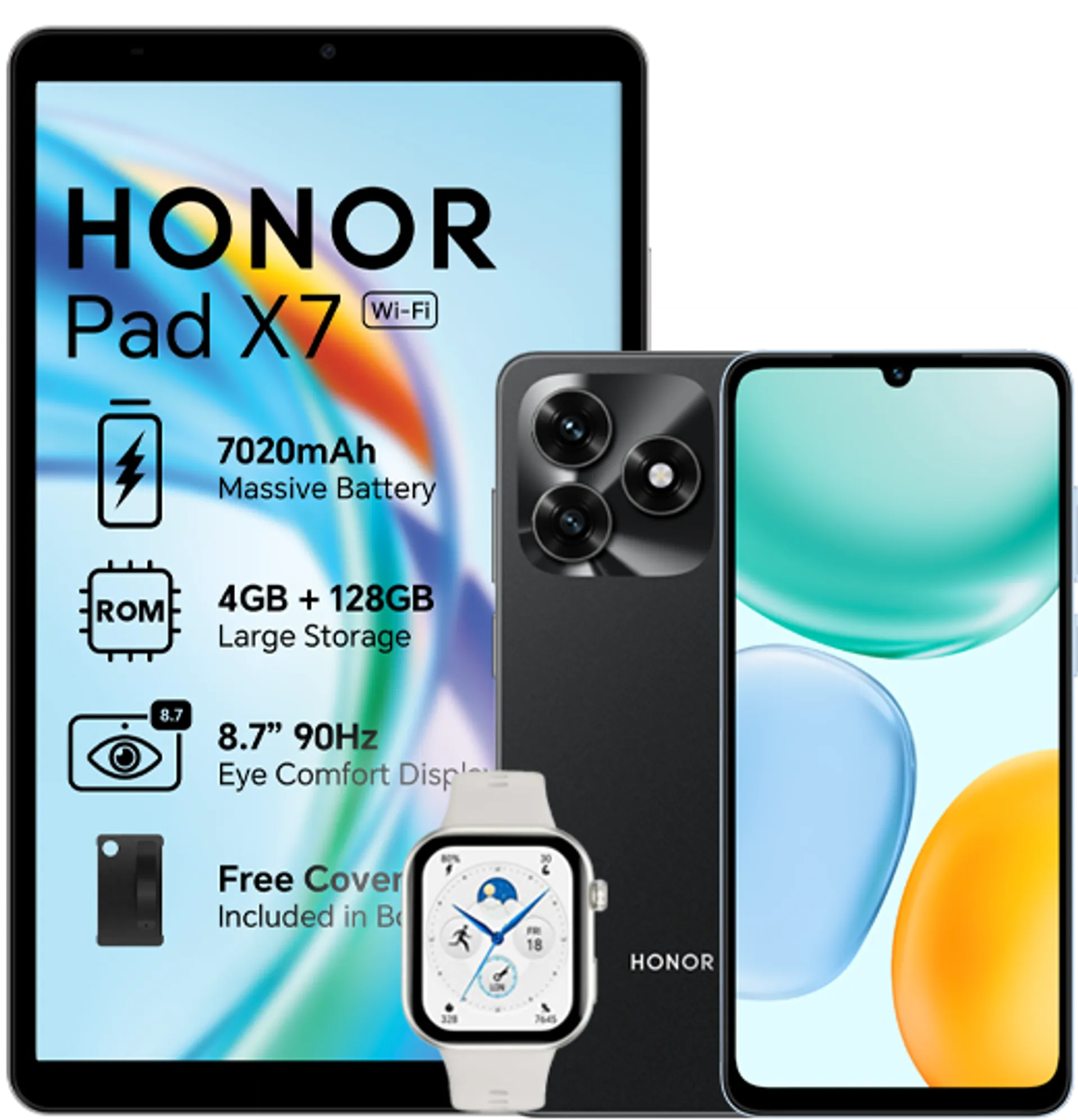 Honor X5C Plus with Pad X7 WIFI Black Honor Choice Watch 2i White slide