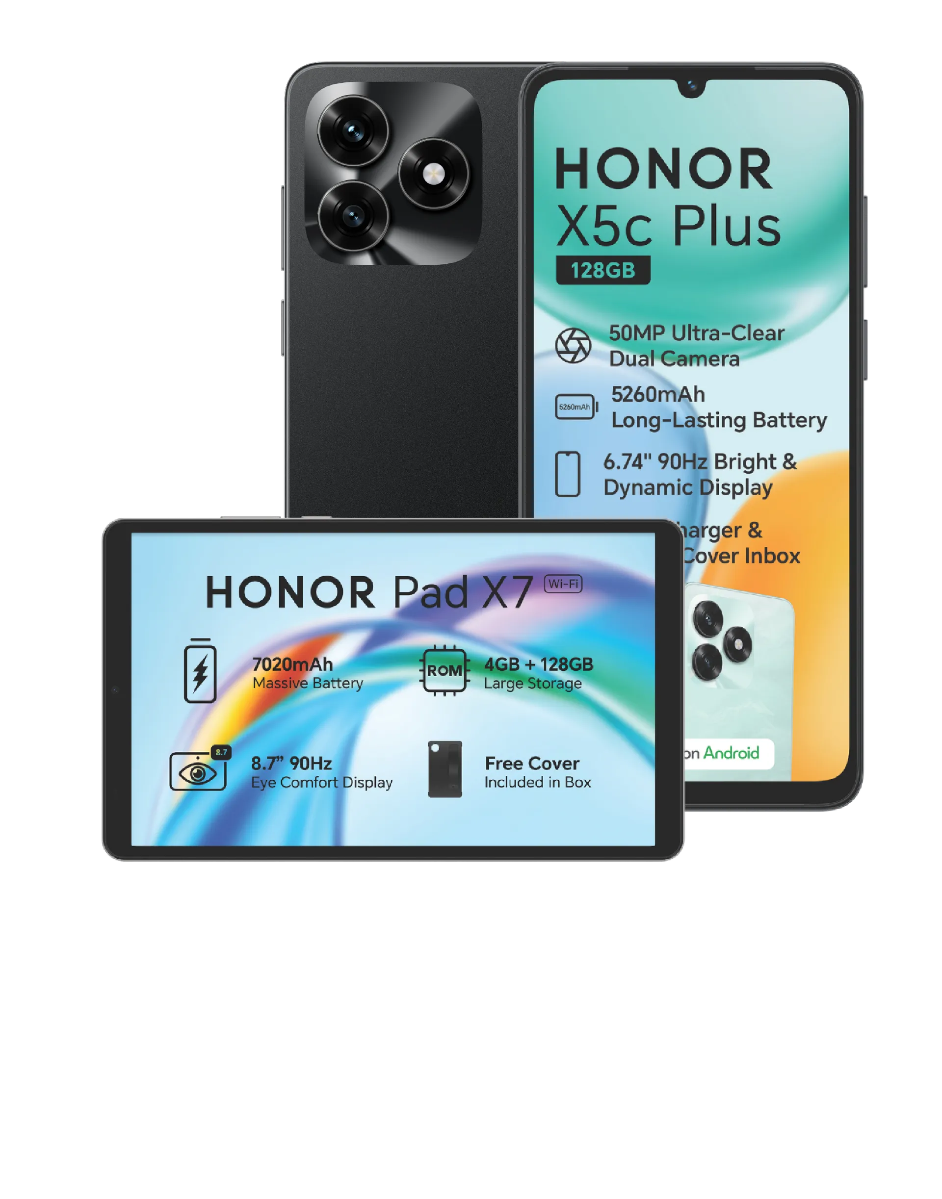 Honor X5C Plus with Pad X7 WIFI Black R500 Accessory Voucher slide