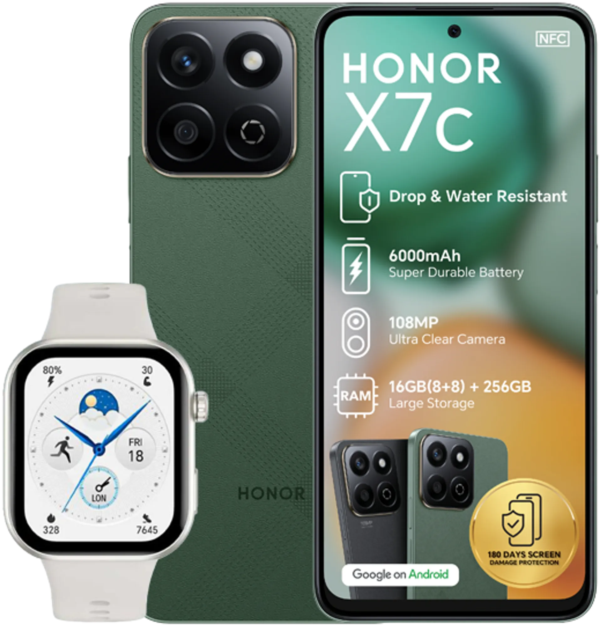 Honor X7C Forest Green Honor Choice Watch 2i White slide