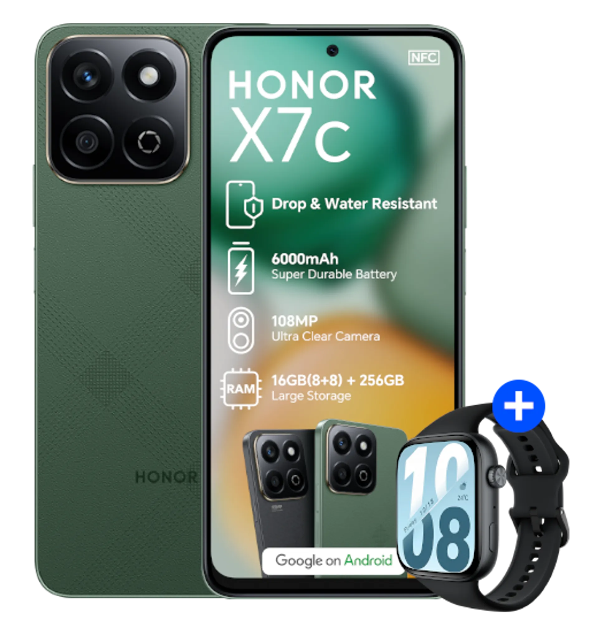 Honor X7C Forest Green Honor Watch X5i Black slide