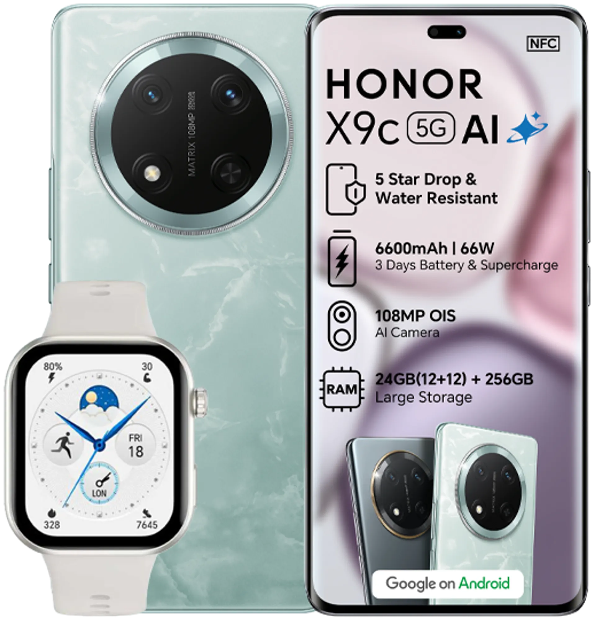 Honor X9C Jade Cyan Honor Choice Watch 2i White slide
