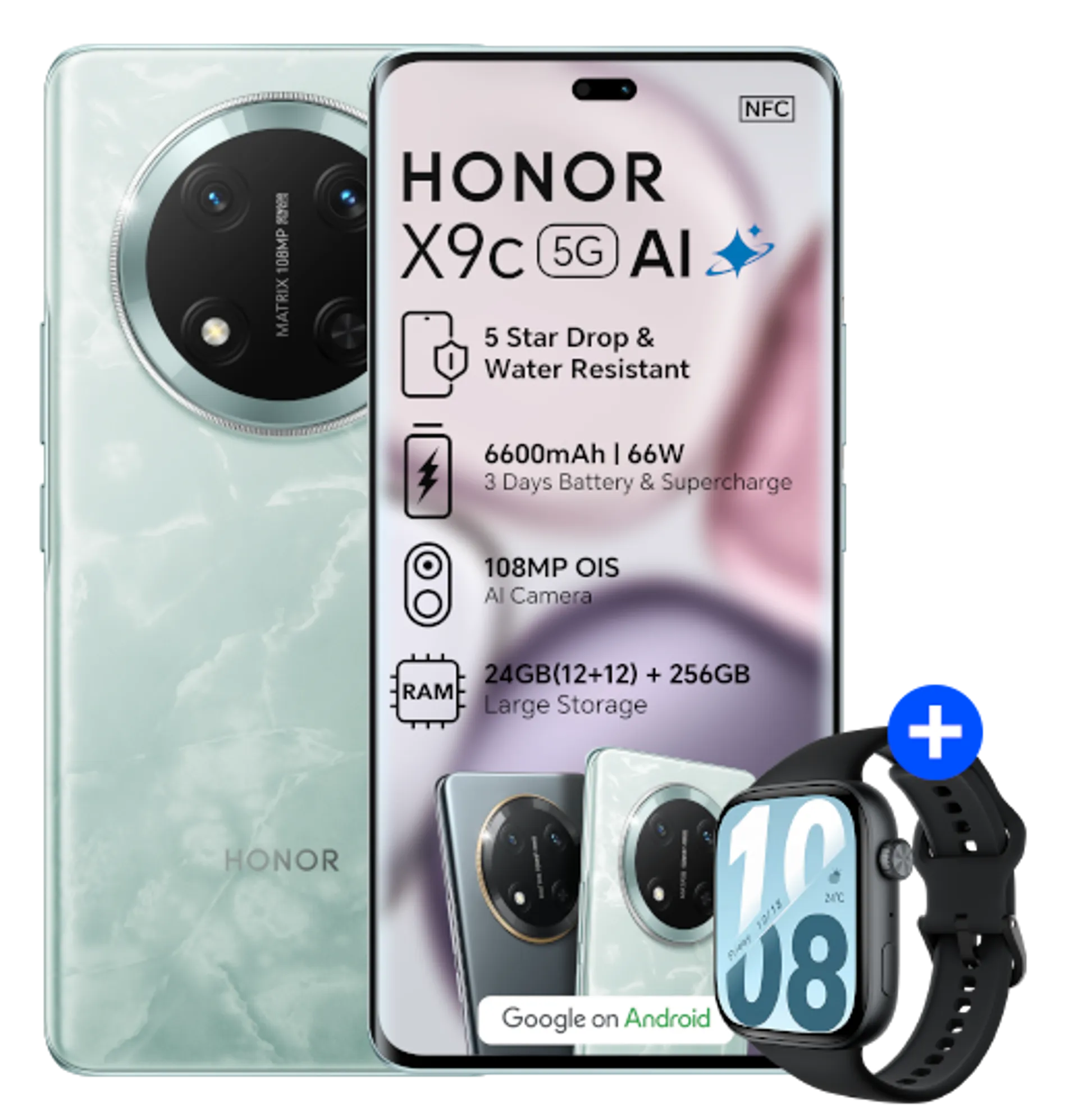 Honor X9C Jade Cyan Honor Watch X5i Black slide