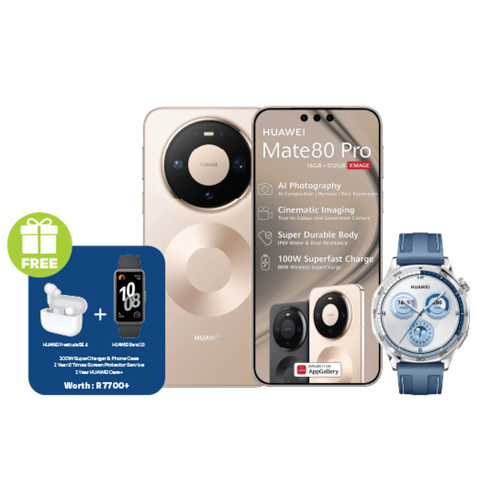 Huawei Mate 80 Pro Gold Huawei Watch GT5 Blue slide