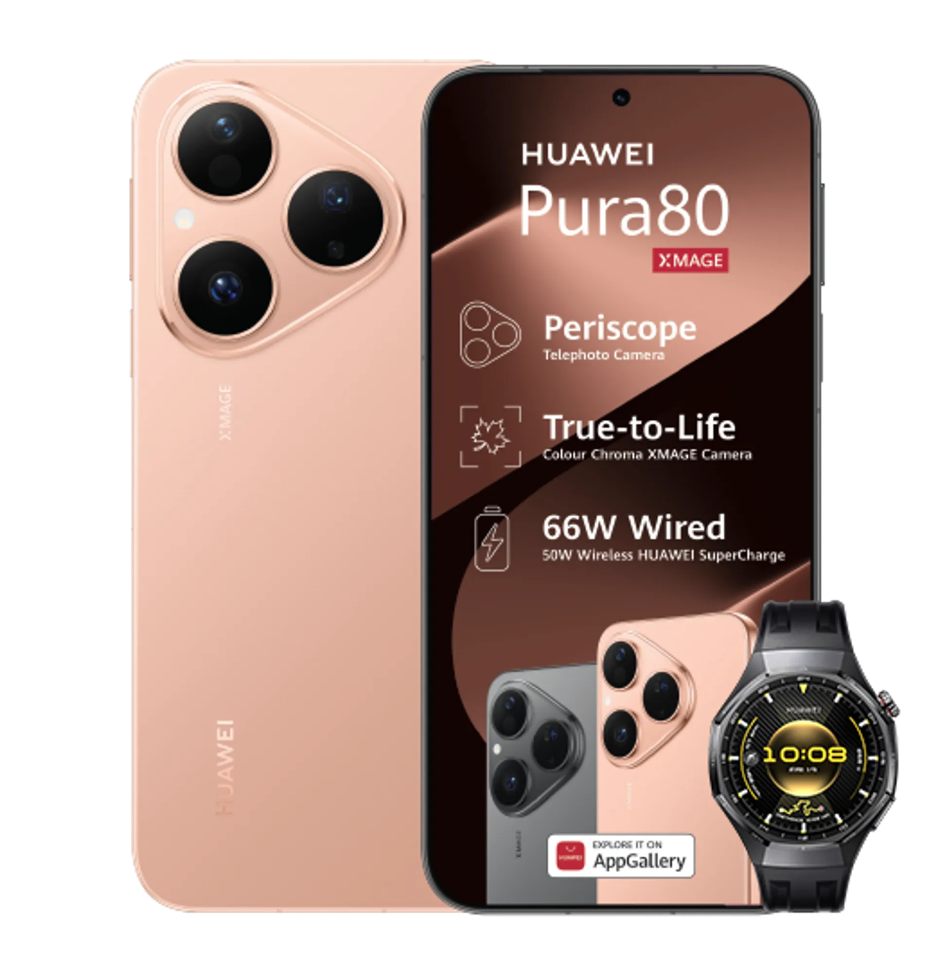 Huawei Mate 80 Pro Gold Huawei Watch GT5 White slide