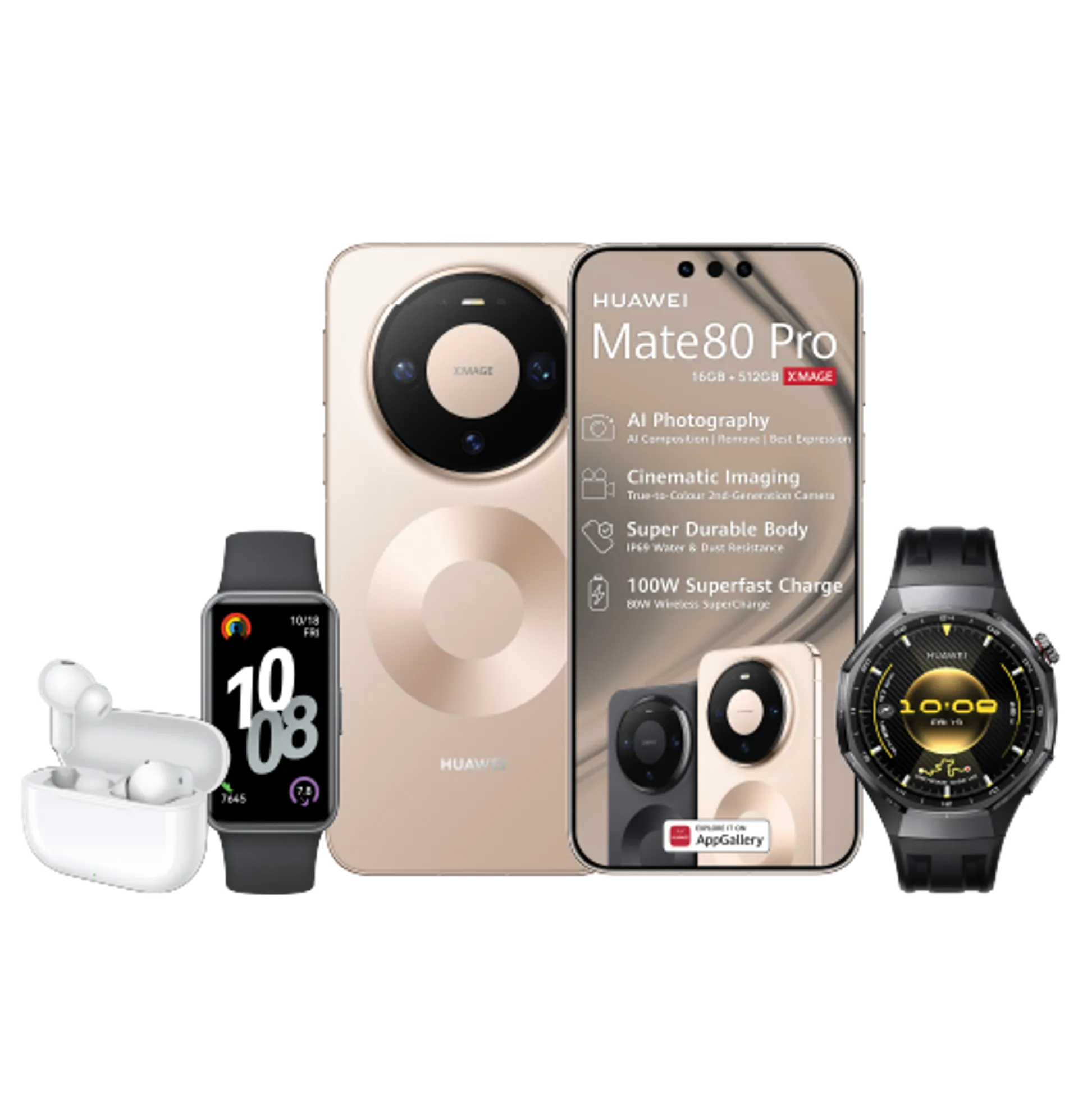 Huawei Mate 80 Pro Gold Huawei Watch GT6 Pro Black slide
