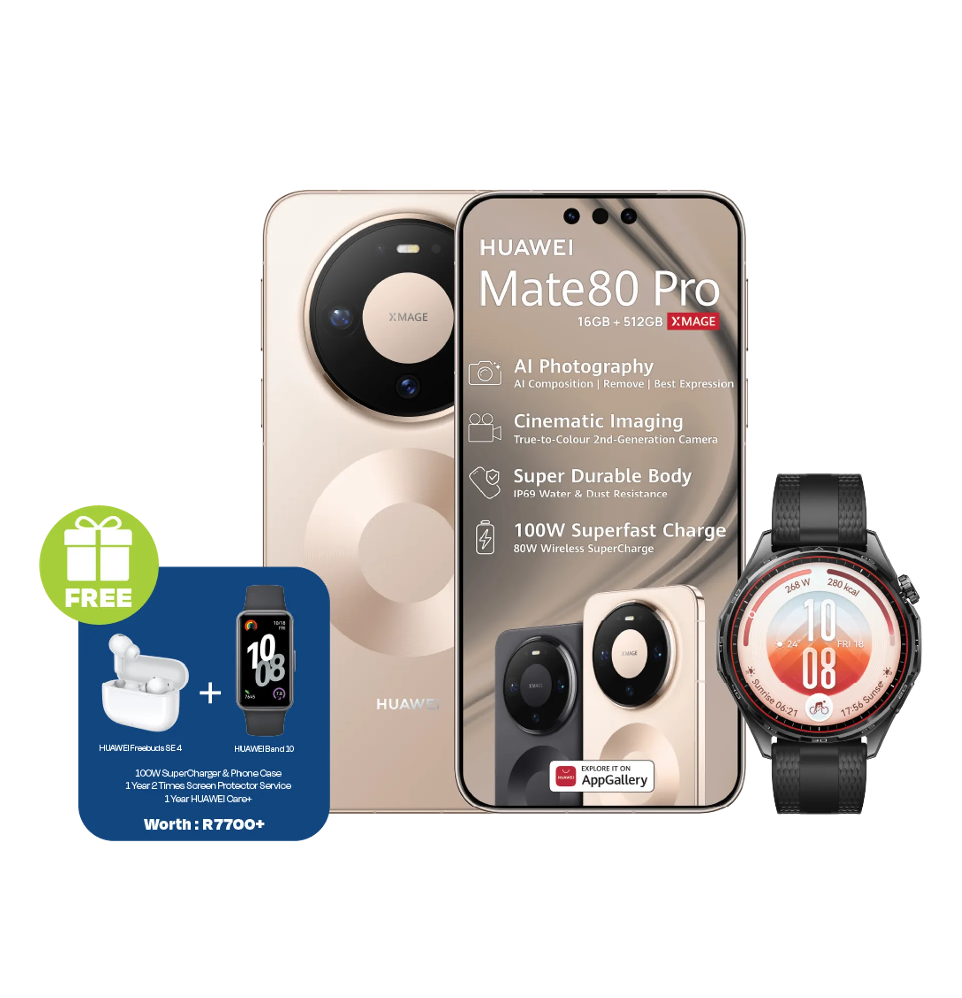 Huawei Mate 80 Pro Gold Huawei Watch GT7 Black slide