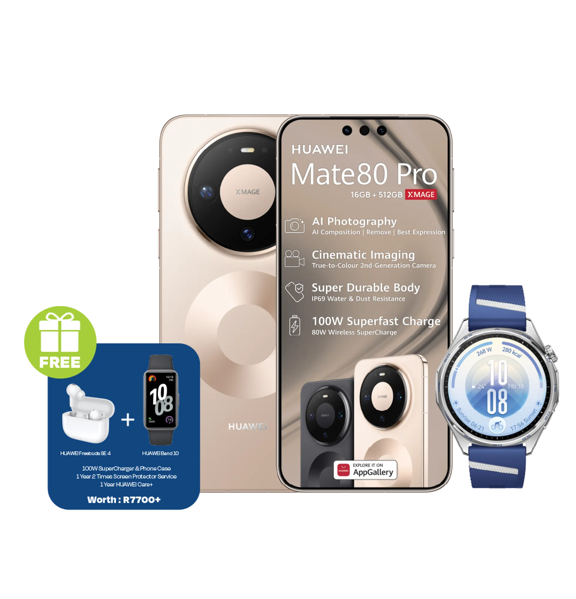 Huawei Mate 80 Pro Gold Huawei Watch GT7 Blue slide