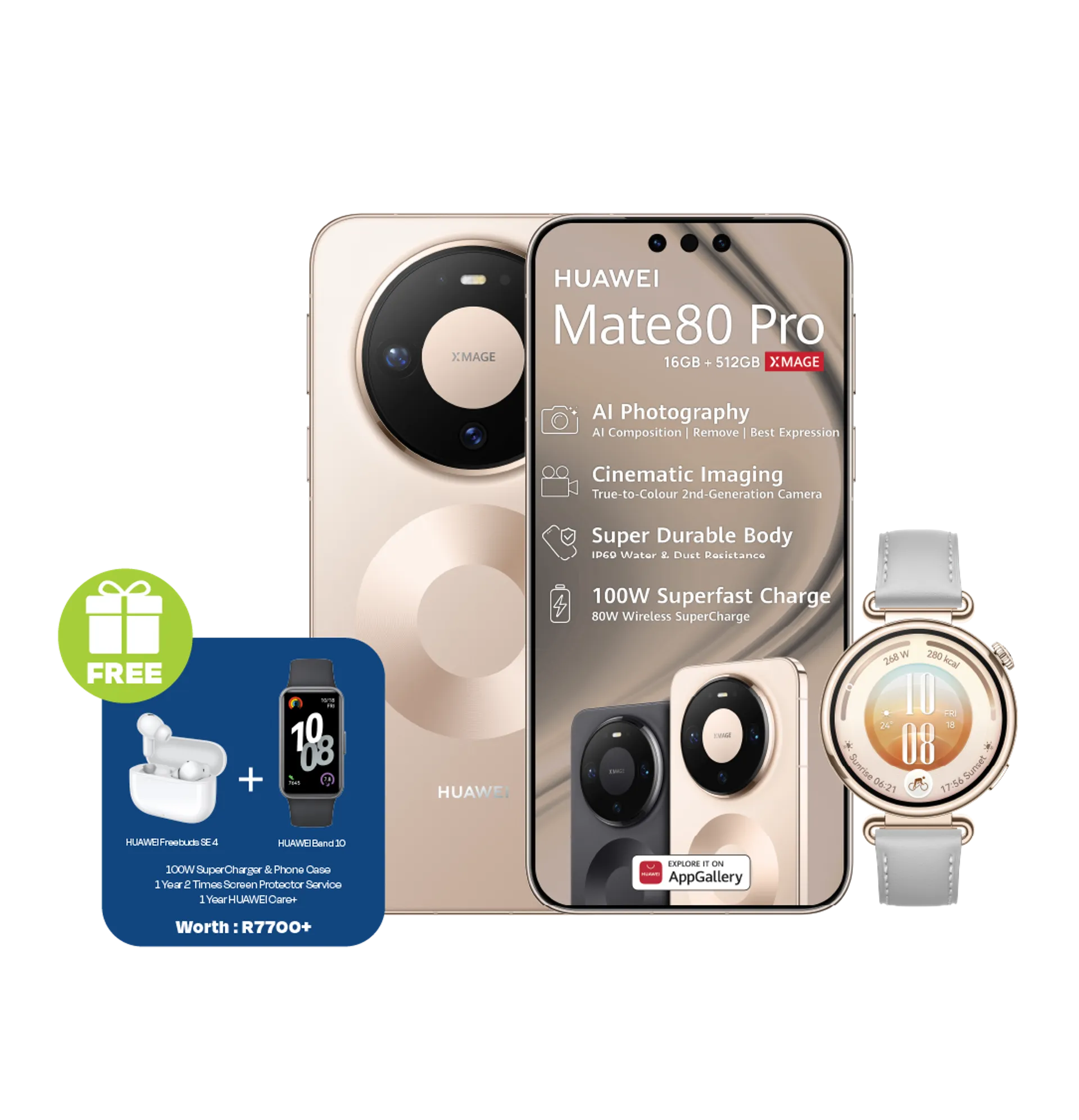 Huawei Mate 80 Pro Gold Huawei Watch GT7 Grey slide