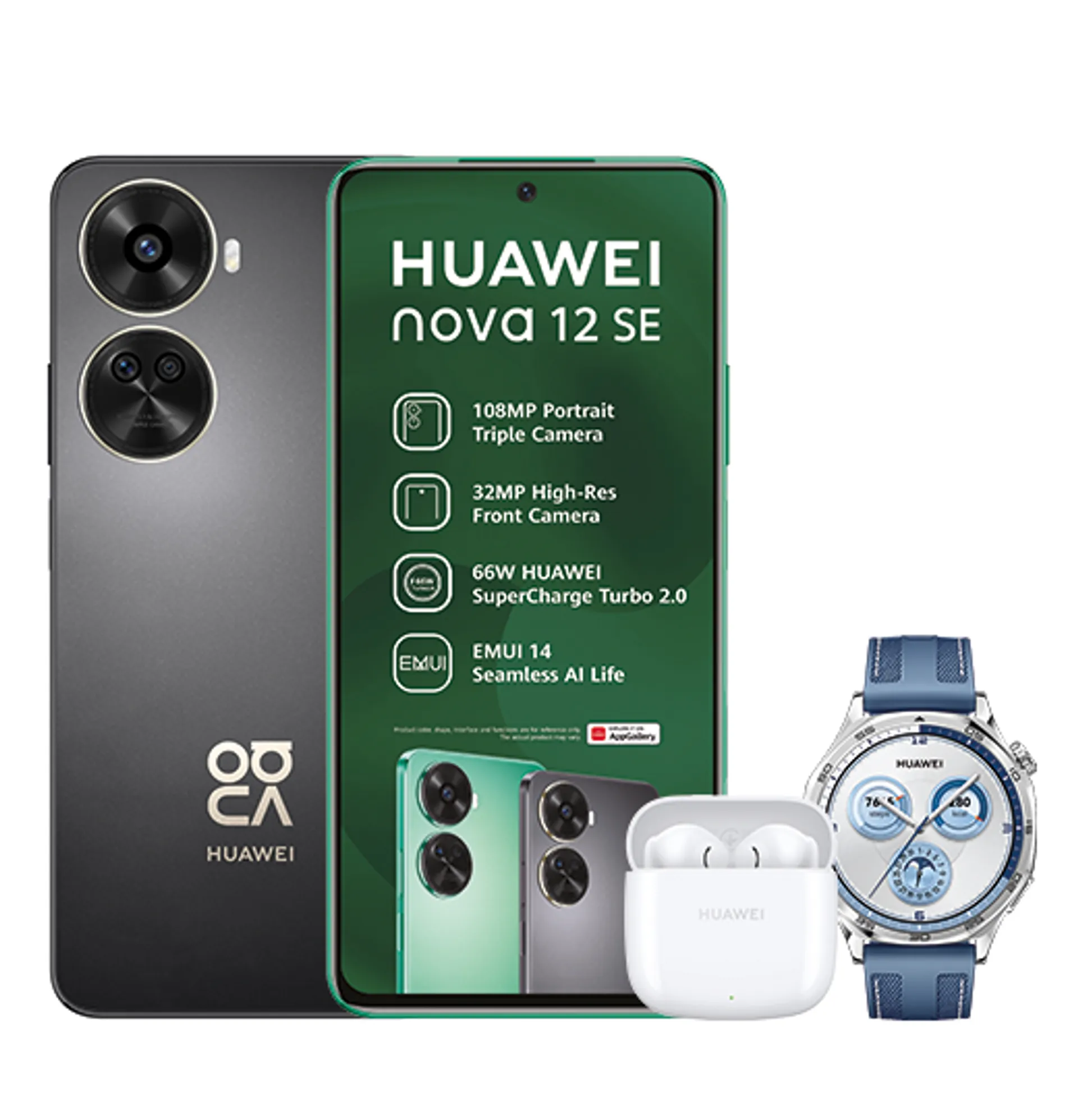Huawei Nova 12SE Plus Freebuds SE 2 Black Huawei Watch GT5 Blue slide