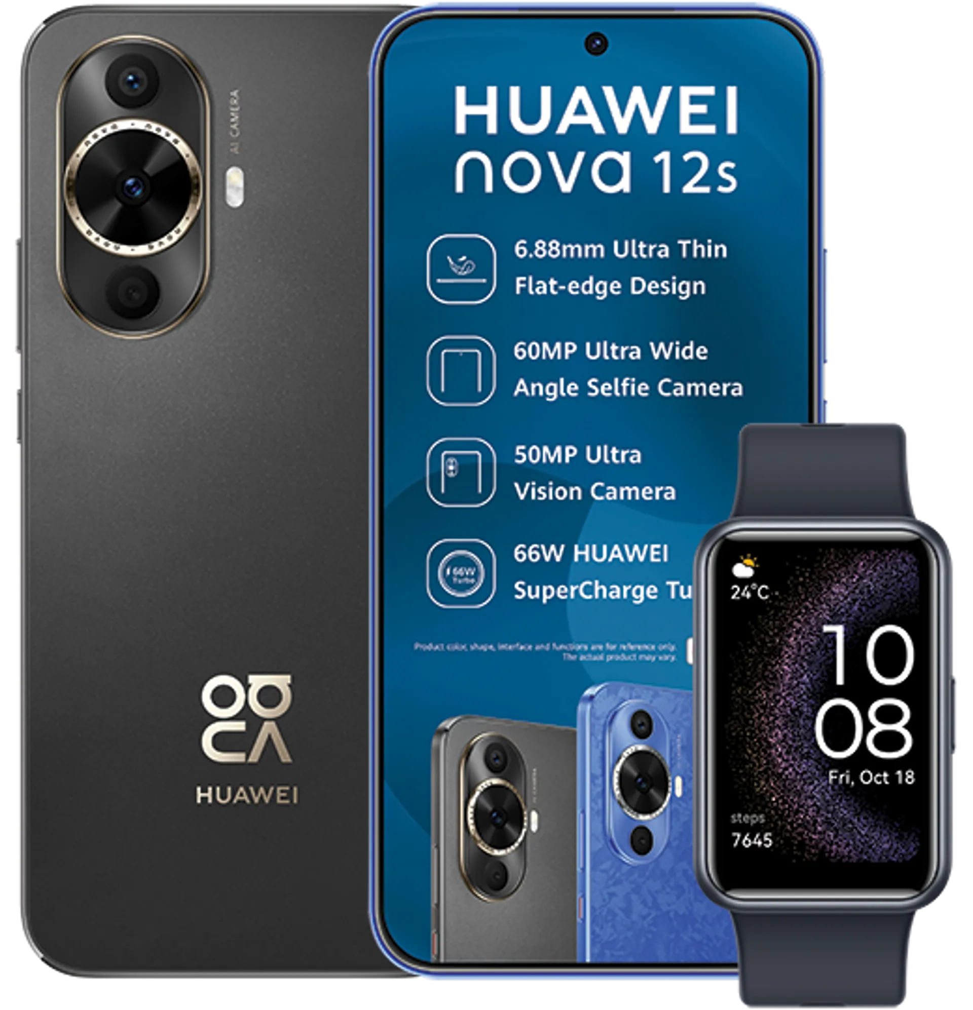 Huawei Nova 12S Black plus Watch Fit SE slide