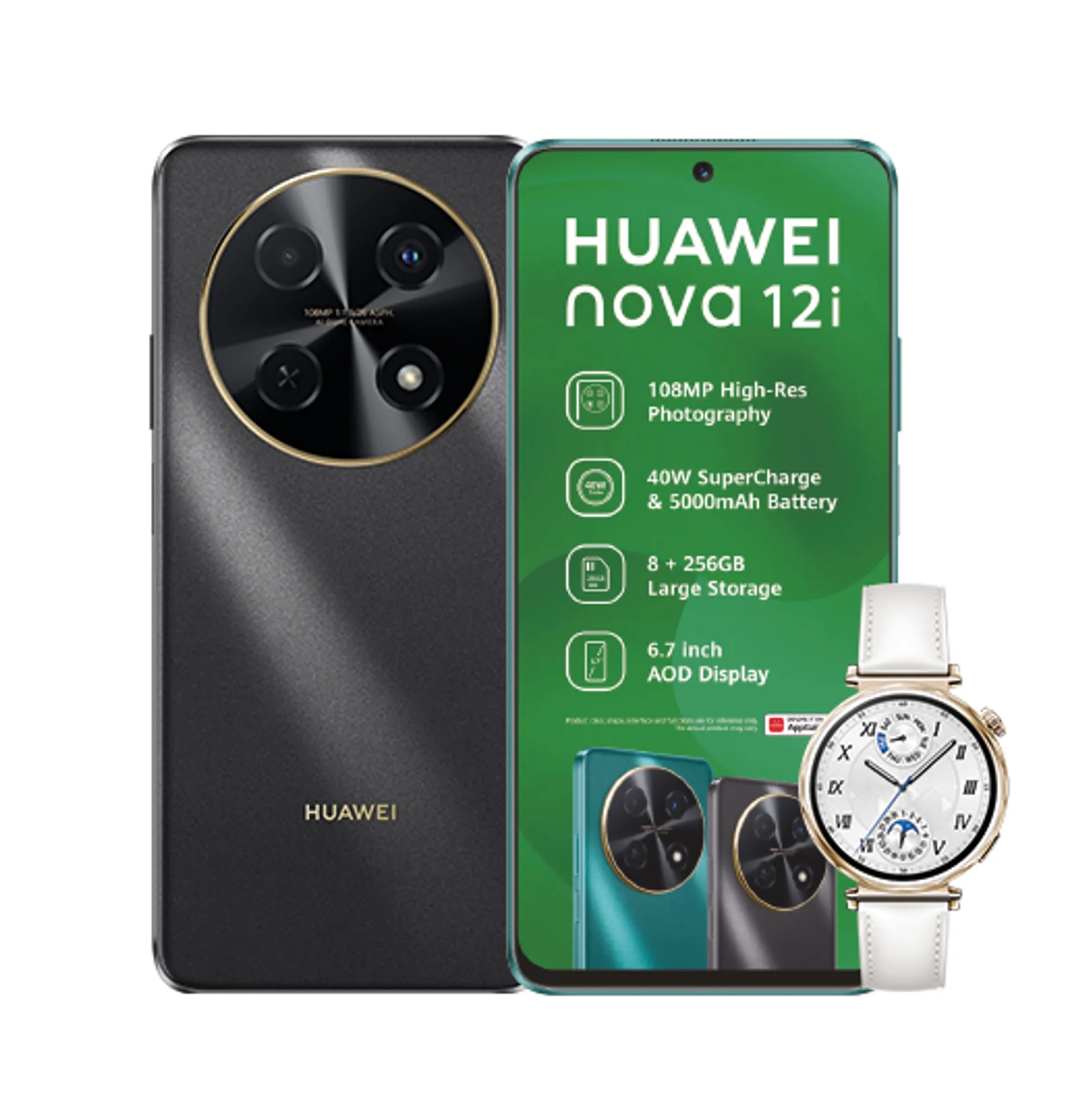 Huawei Nova 12i Starry Black Huawei Watch GT5 White slide