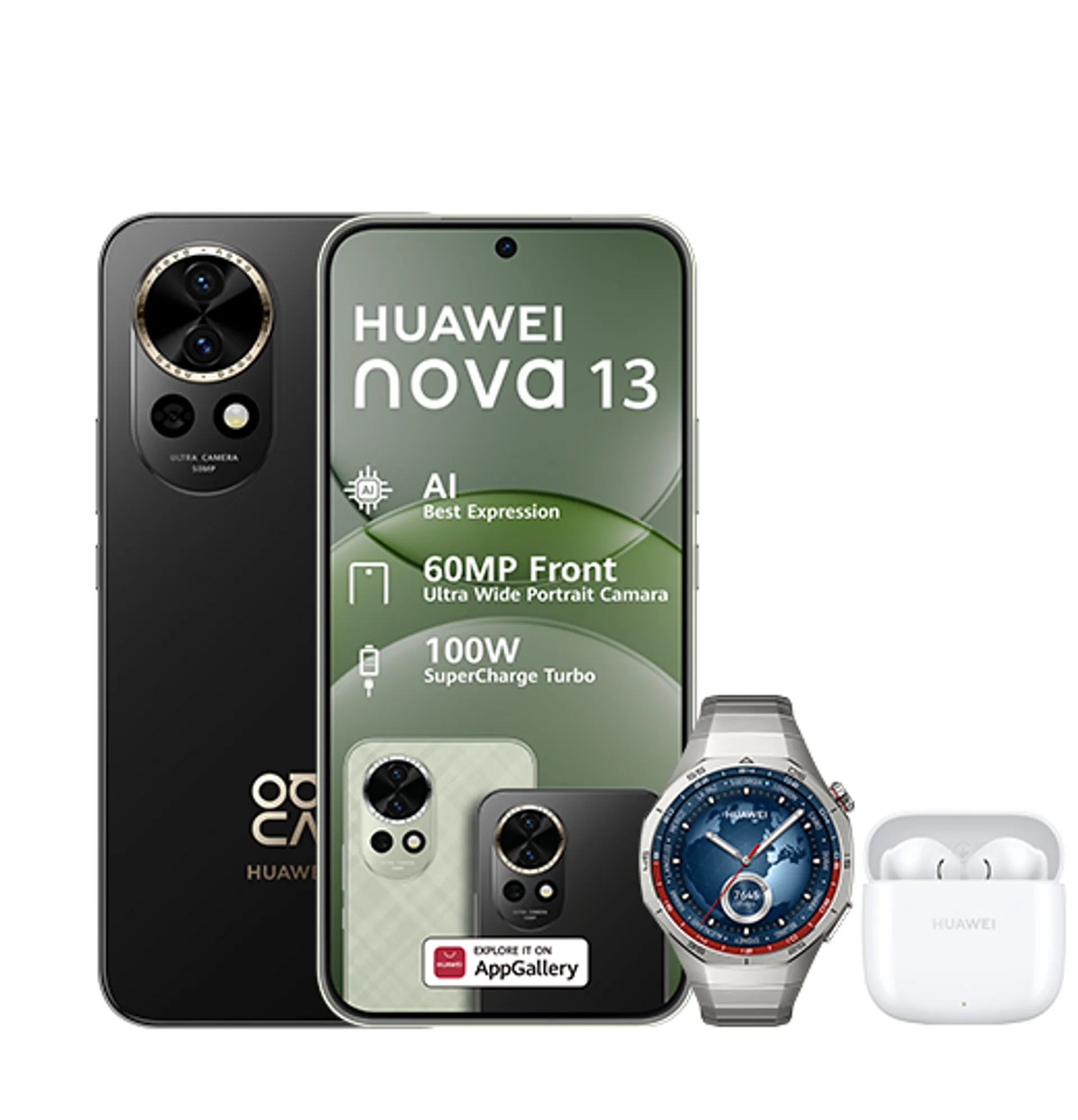Huawei Nova 13 Plus Freebuds SE Black Huawei Watch GT5 Pro Titanium slide