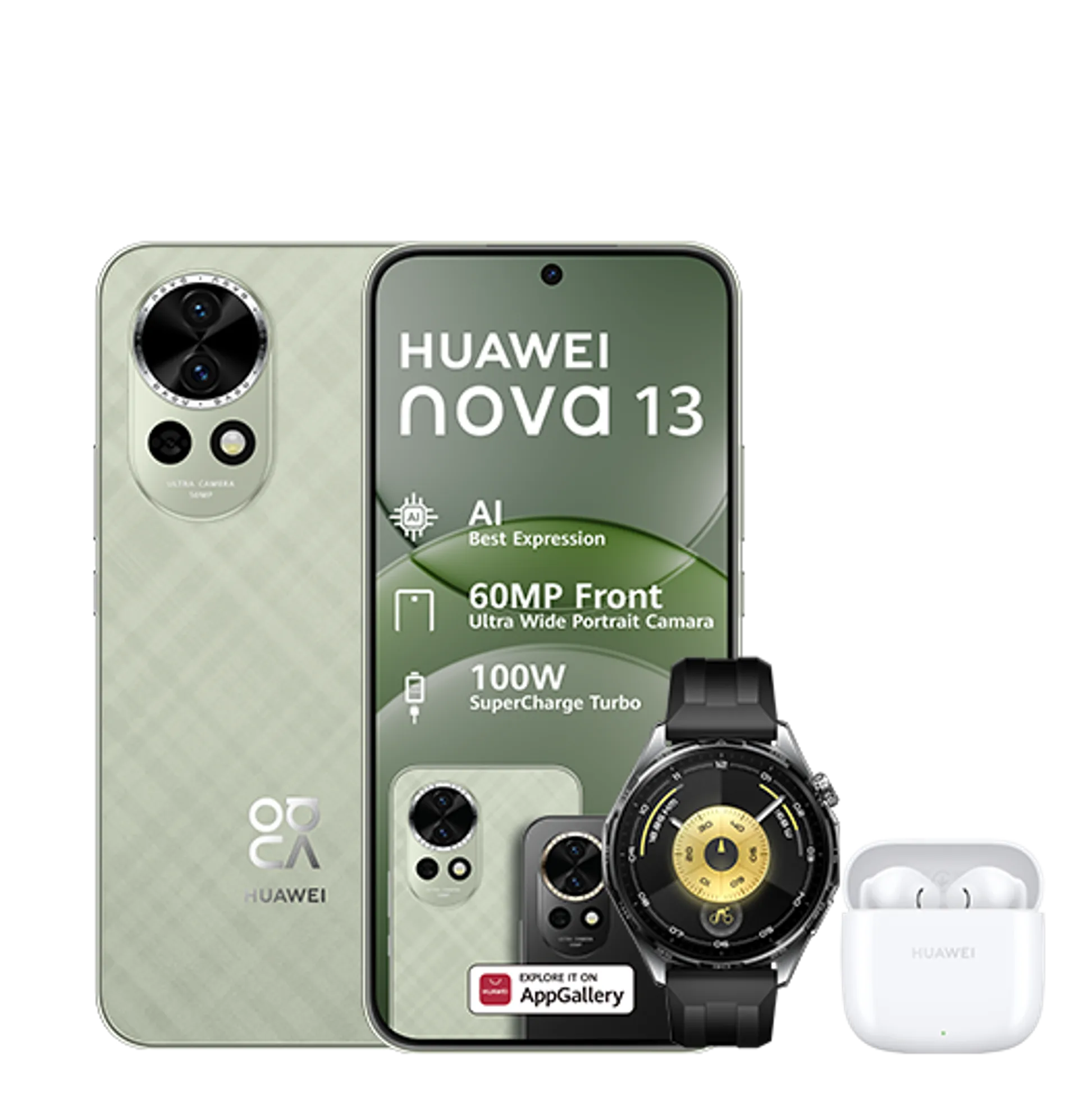 Huawei Nova 13 Plus Freebuds SE Green Huawei Watch GT6 Black slide