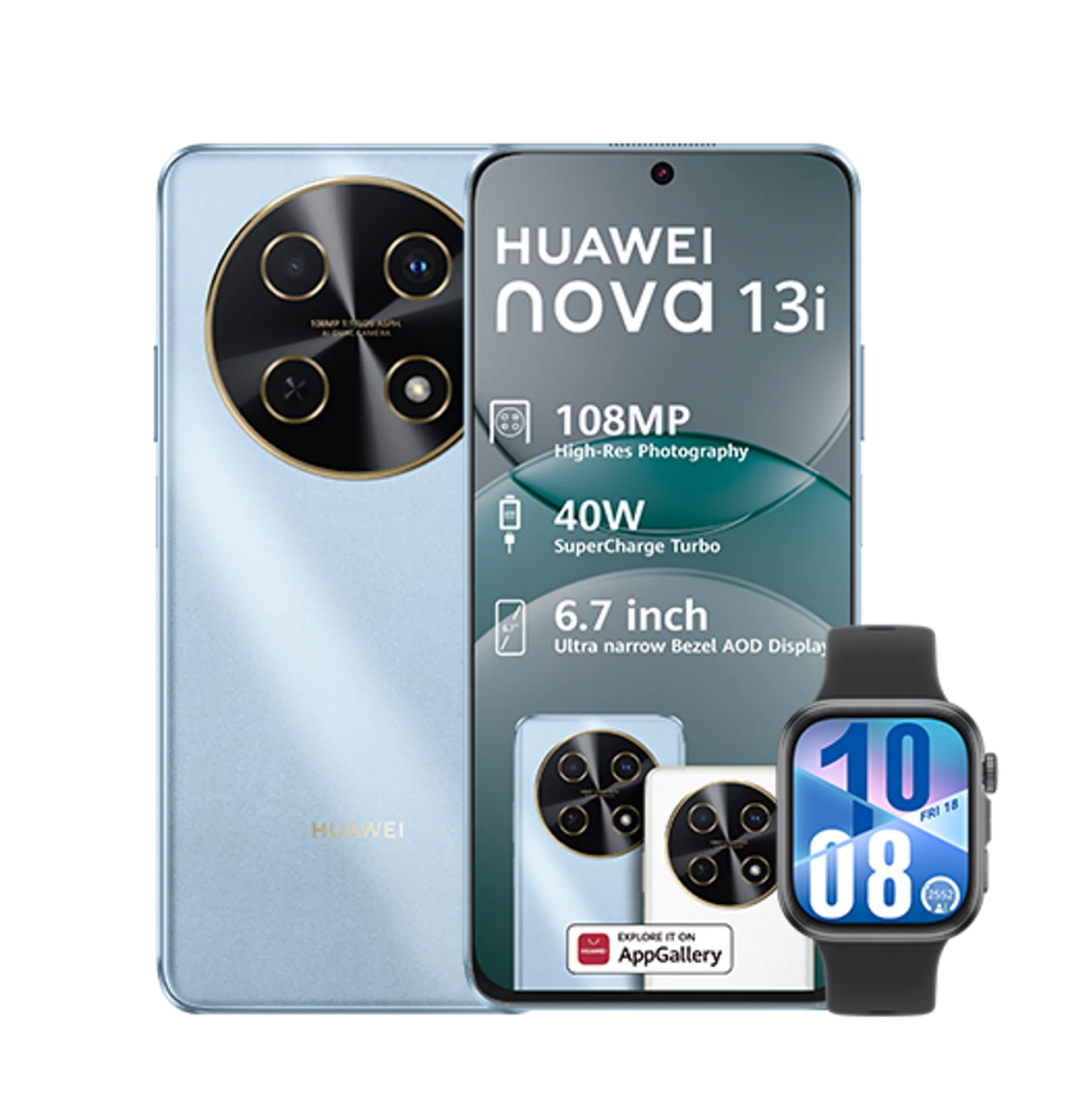 Huawei Nova 13i Blue Huawei Watch Fit4 Black slide