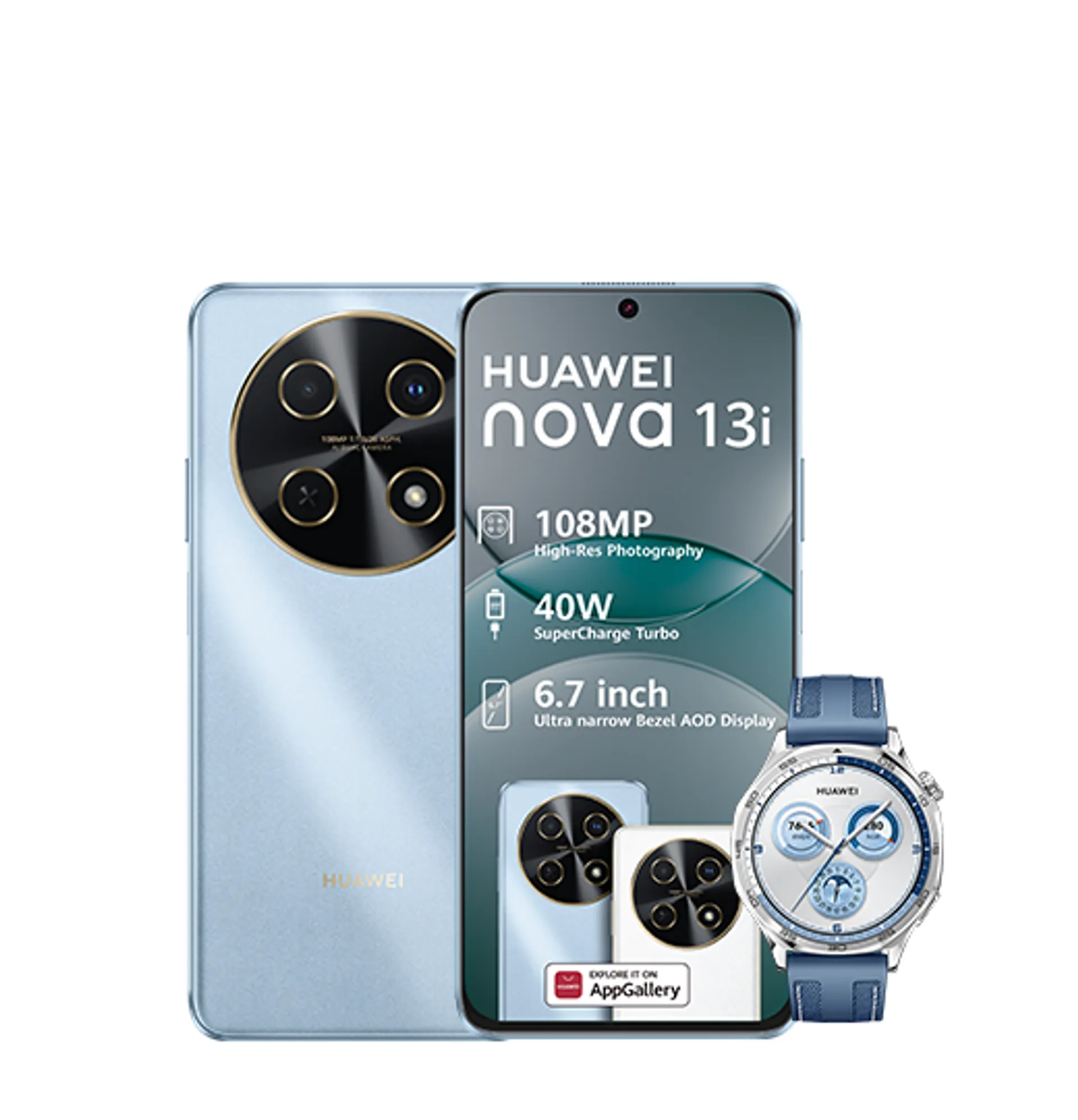 Huawei Nova 13i Blue Huawei Watch GT5 Blue slide