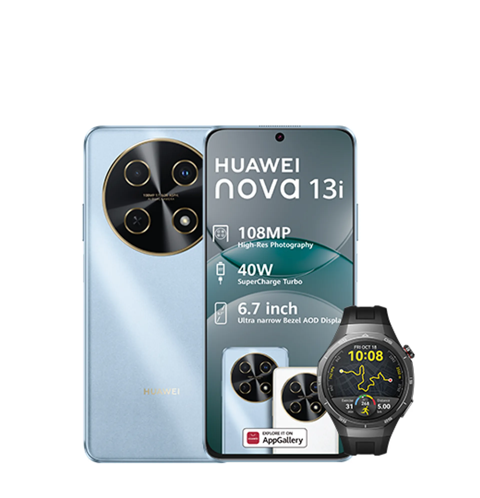 Huawei Nova 13i Blue Huawei Watch GT5 Pro Black slide