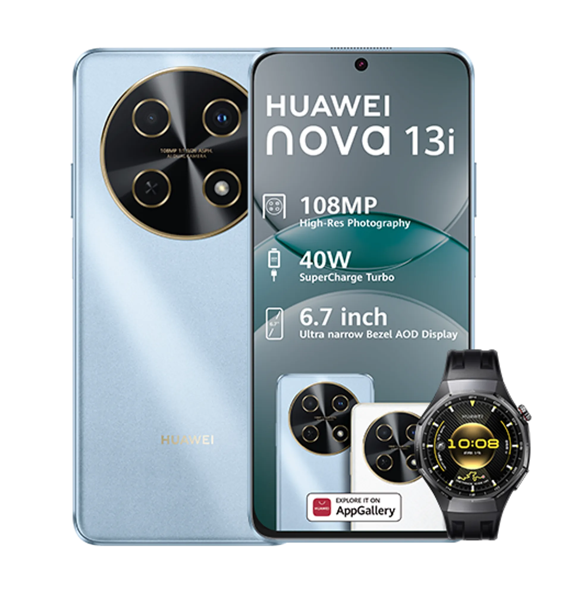 Huawei Nova 13i Blue Huawei Watch GT6 Pro Black slide