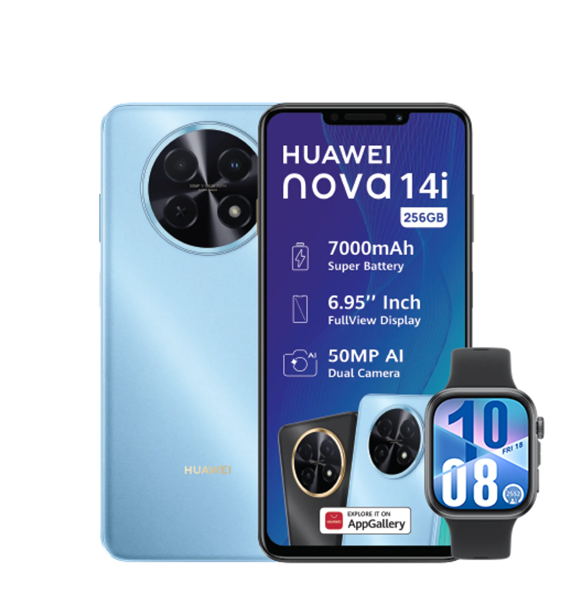 Huawei Nova 14i Blue Huawei Watch Fit4 Black slide