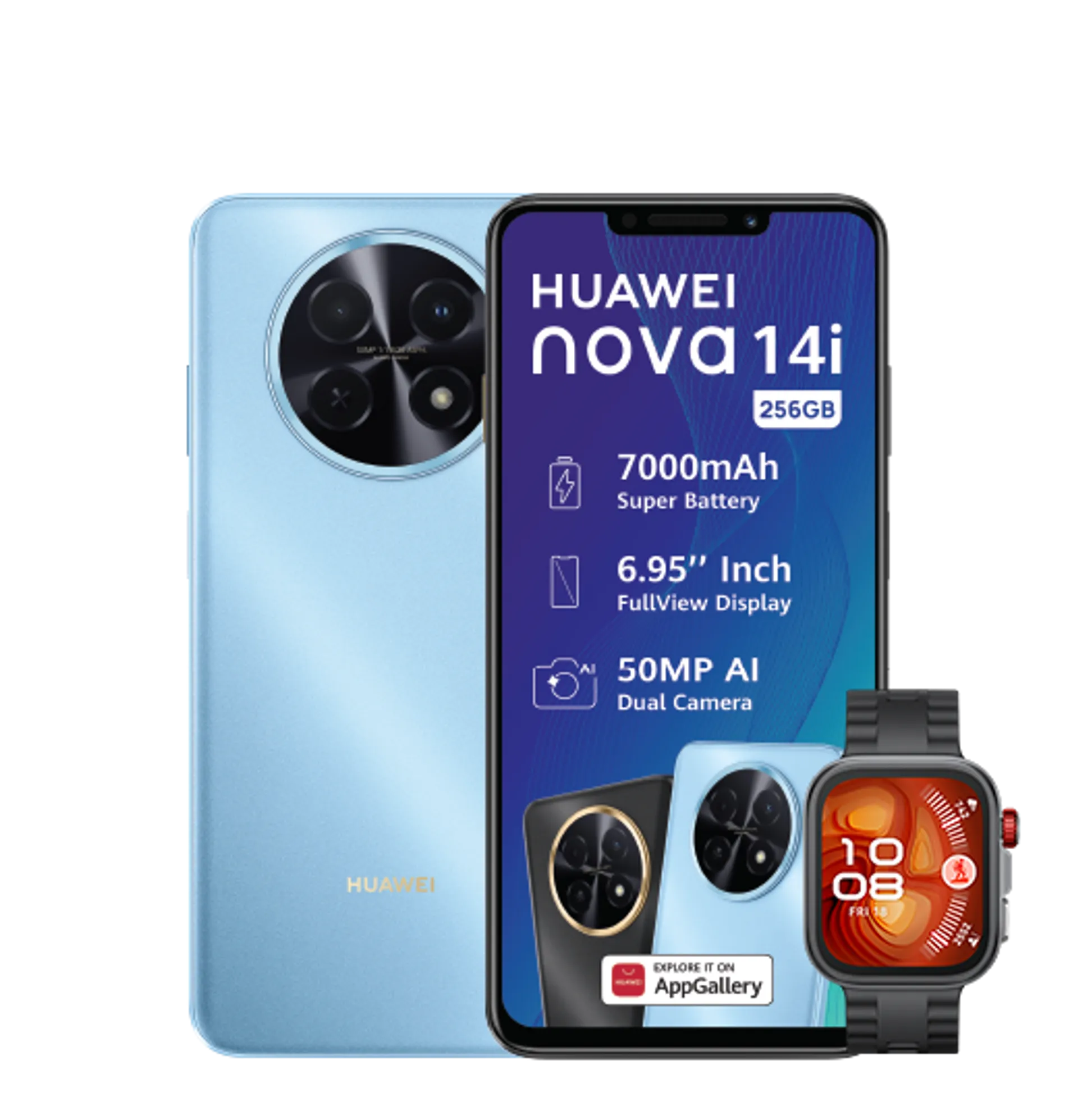 Huawei Nova 14i Blue Huawei Watch Fit4 Pro Black slide