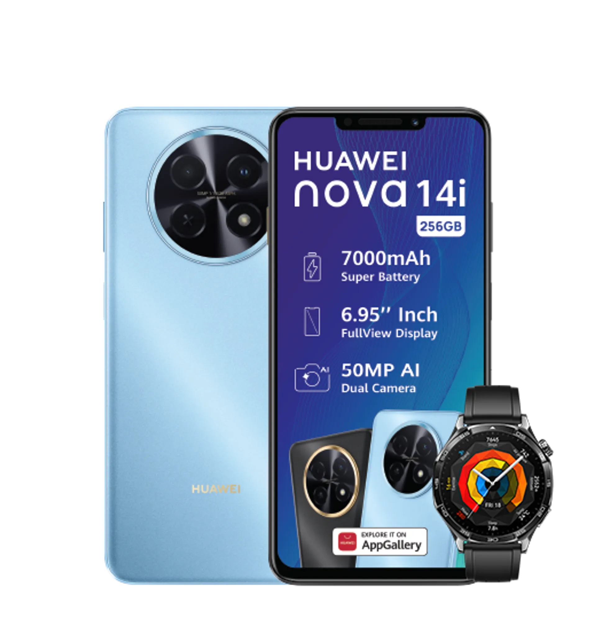 Huawei Nova 14i Blue Huawei Watch GT5 Black slide