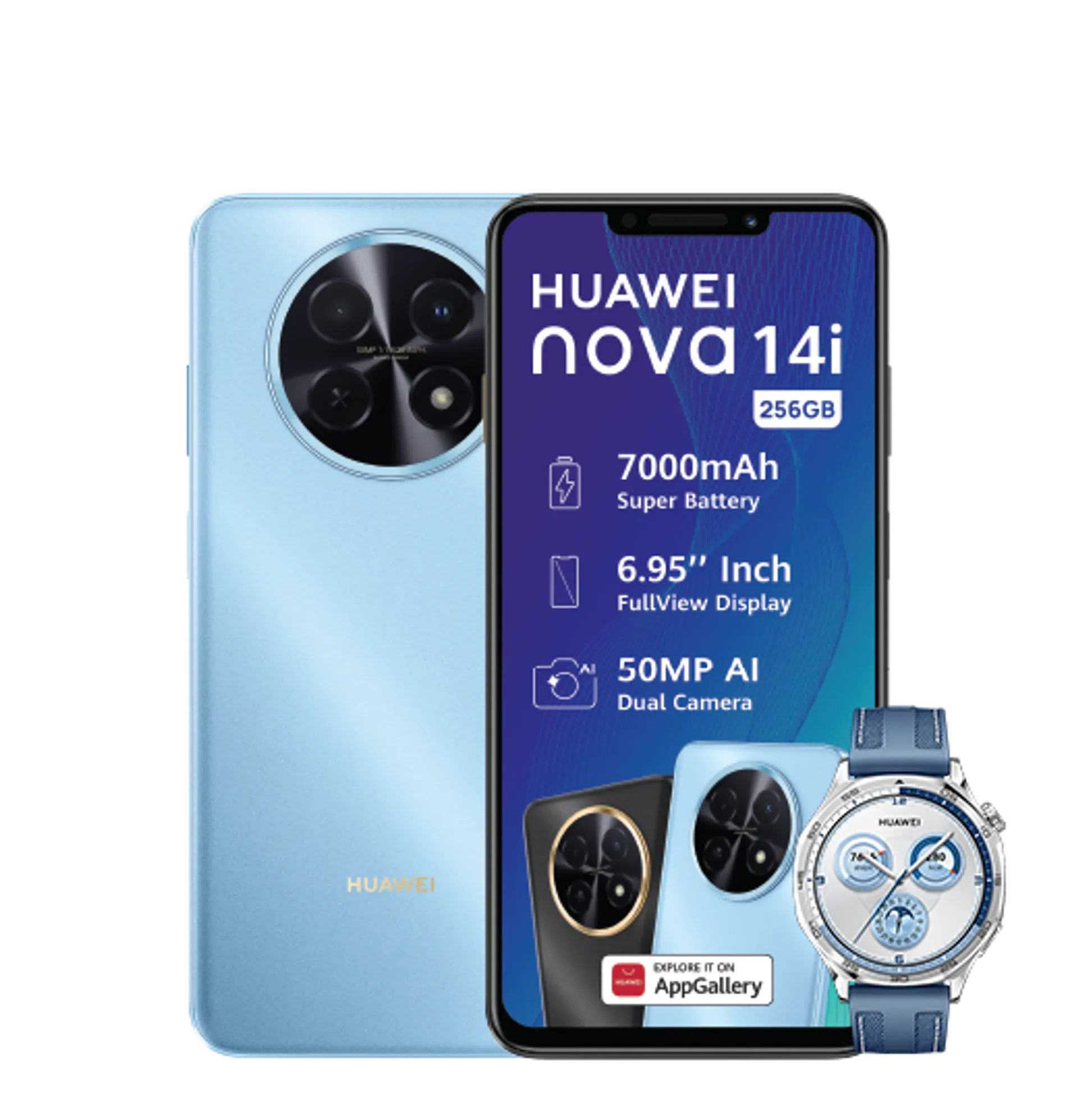 Huawei Nova 14i Blue Huawei Watch GT5 Blue slide