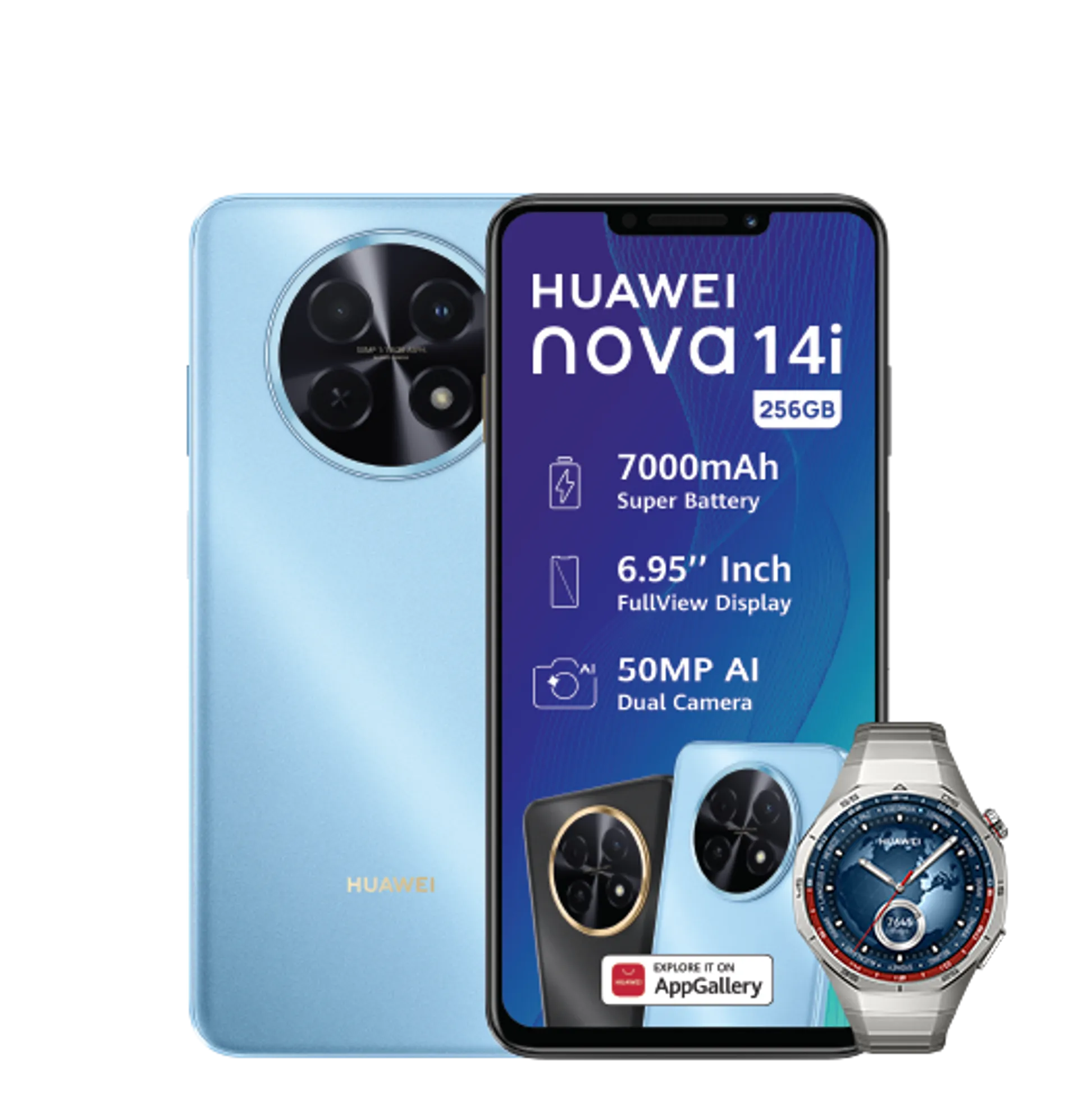 Huawei Nova 14i Blue Huawei Watch GT5 Pro Titanium slide