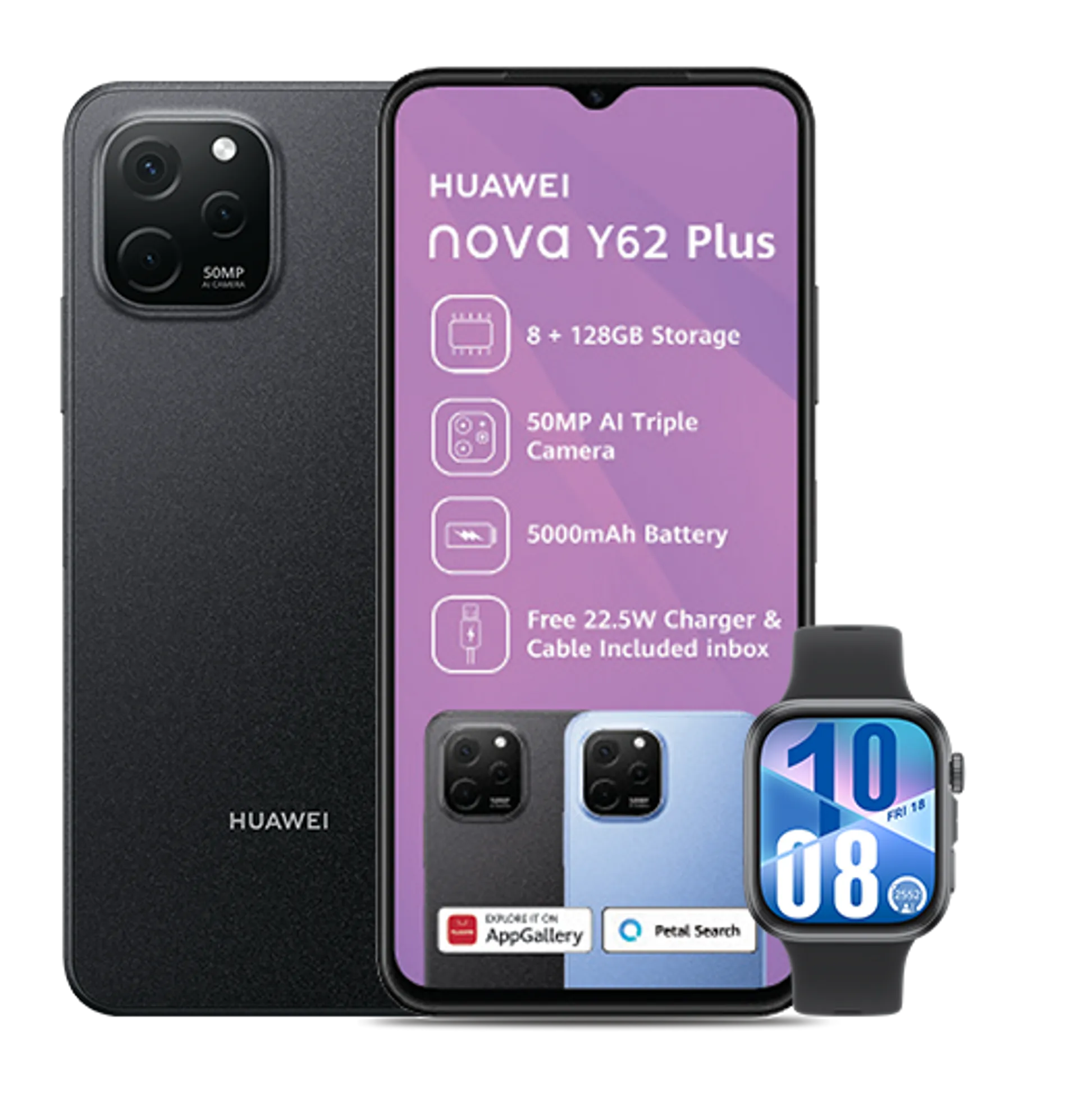 Huawei Nova Y62 Plus Midnight Black Huawei Watch Fit4 Black slide