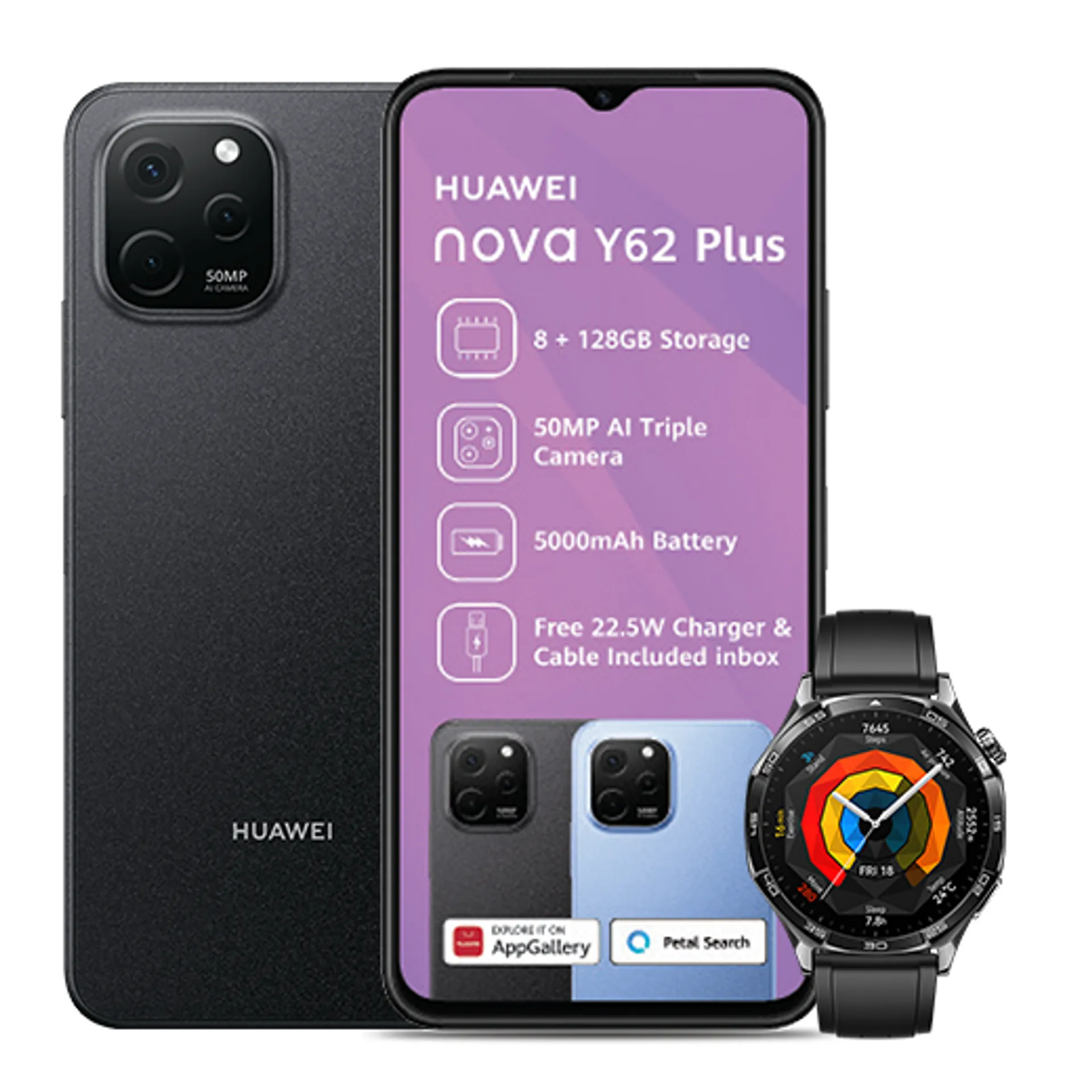 Huawei Nova Y62 Plus Midnight Black Huawei Watch GT5 Black slide