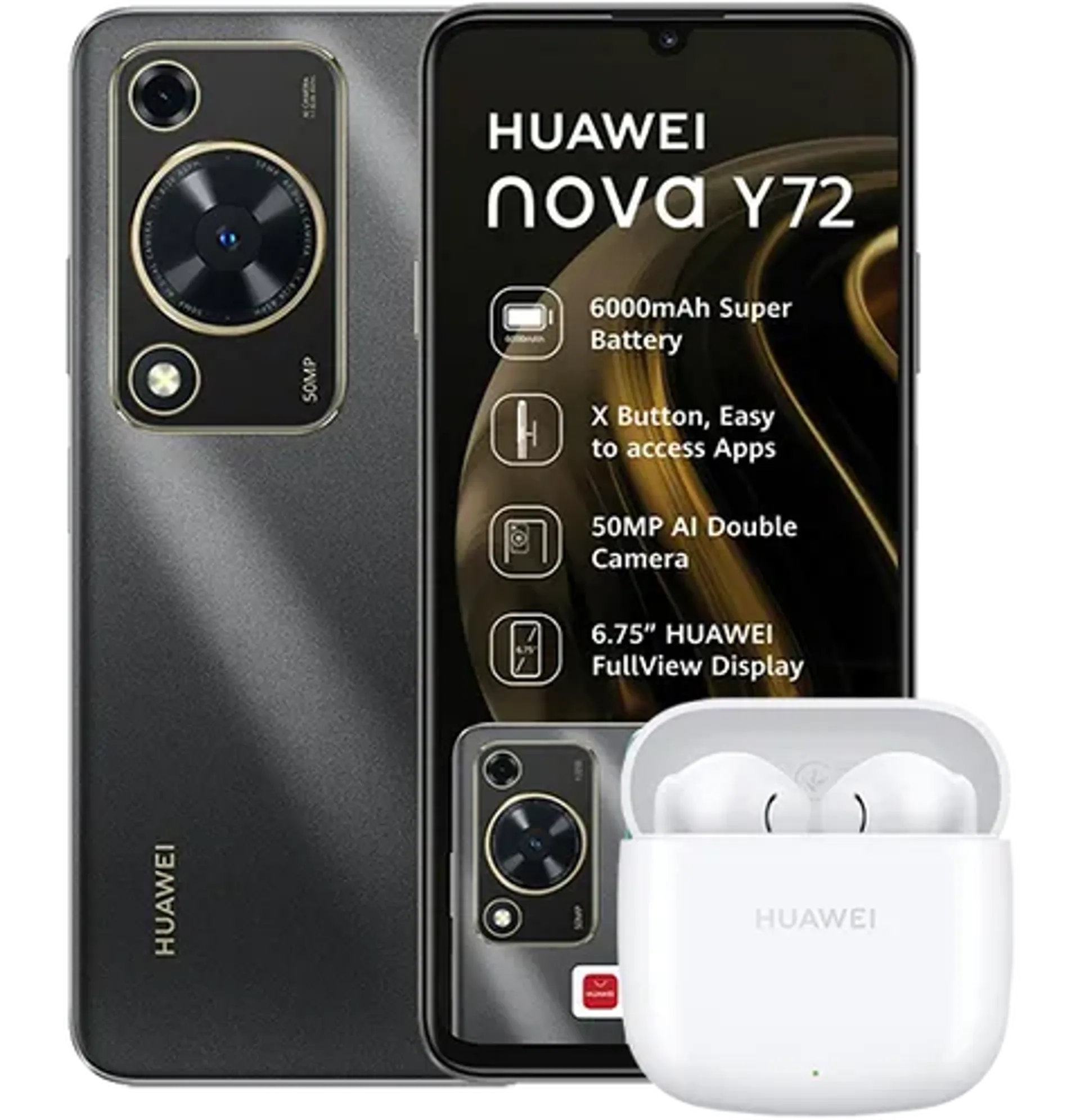 Huawei Nova Y72 Black plus Freebuds SE 2 slide