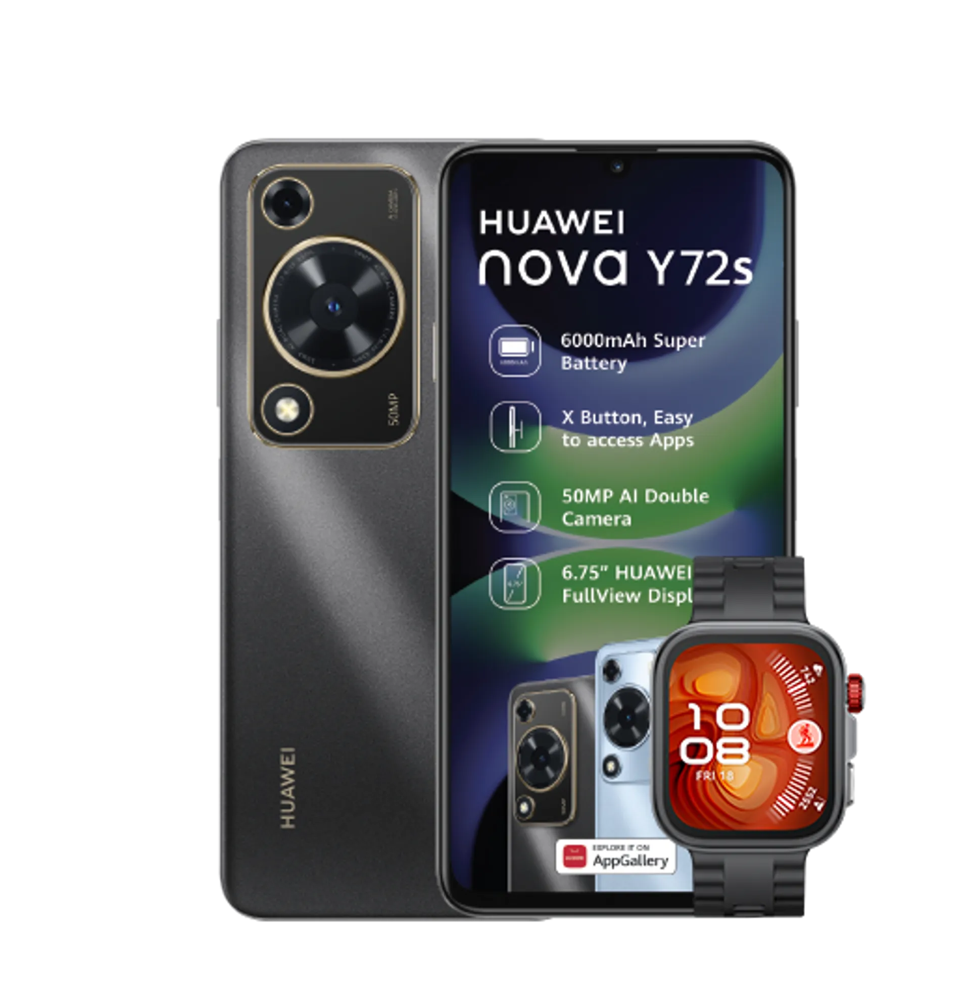 Huawei Nova Y72s Black Huawei Watch Fit4 Pro Black slide