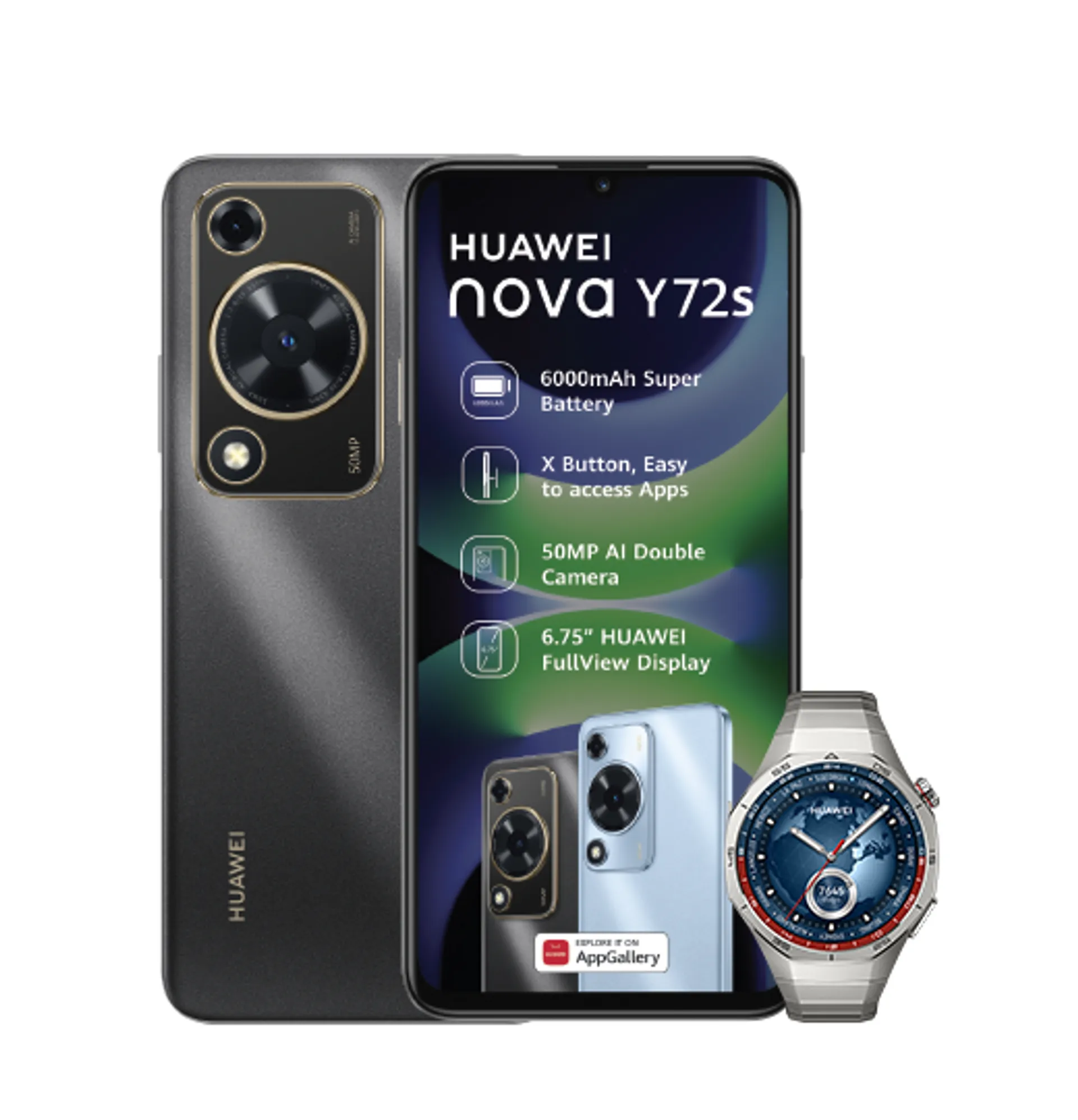 Huawei Nova Y72s Black Huawei Watch GT5 Pro Titanium slide