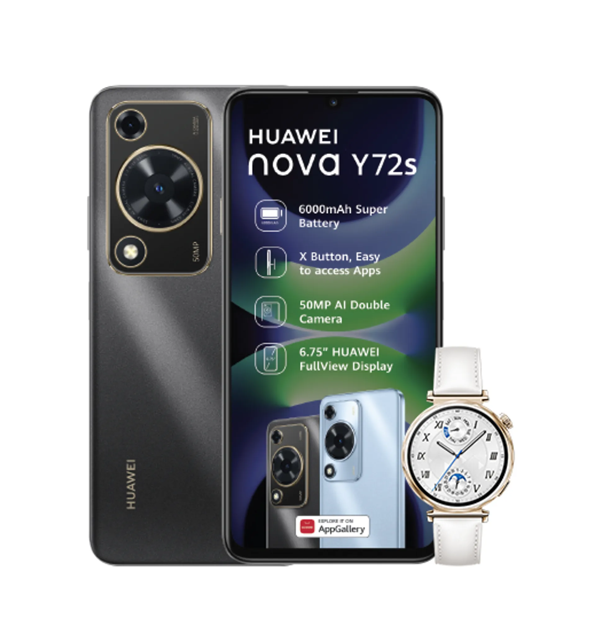 Huawei Nova Y72s Black Huawei Watch GT5 White slide