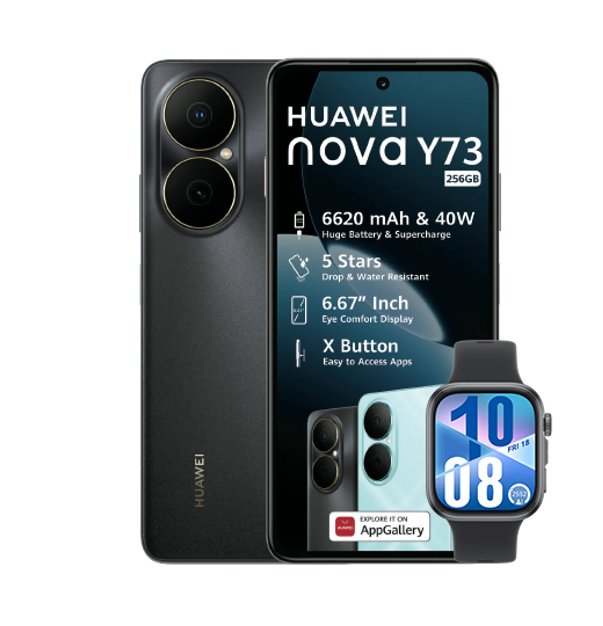 Huawei Nova Y73 Black Huawei Watch Fit4 Black slide