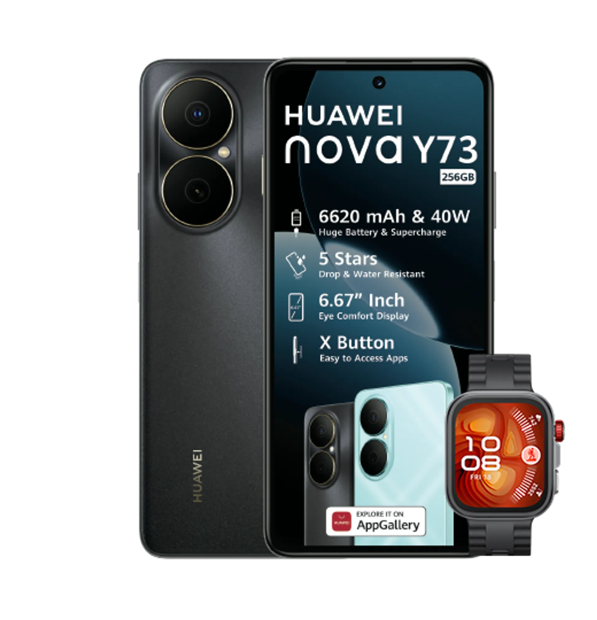 Huawei Nova Y73 Black Huawei Watch Fit4 Pro Black slide