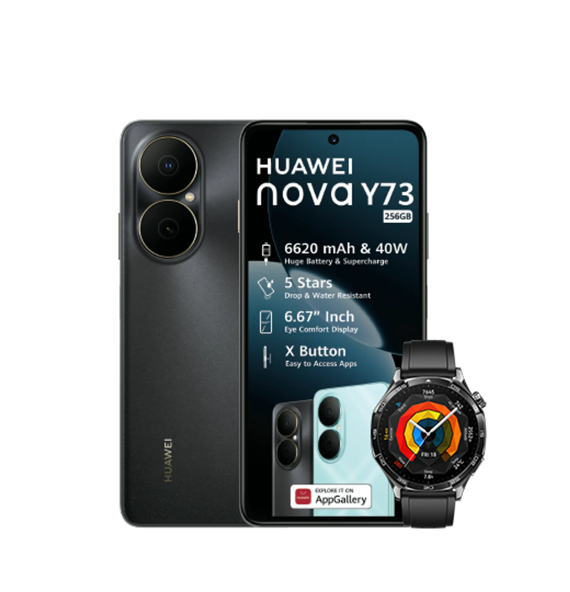 Huawei Nova Y73 Black Huawei Watch GT5 Black slide