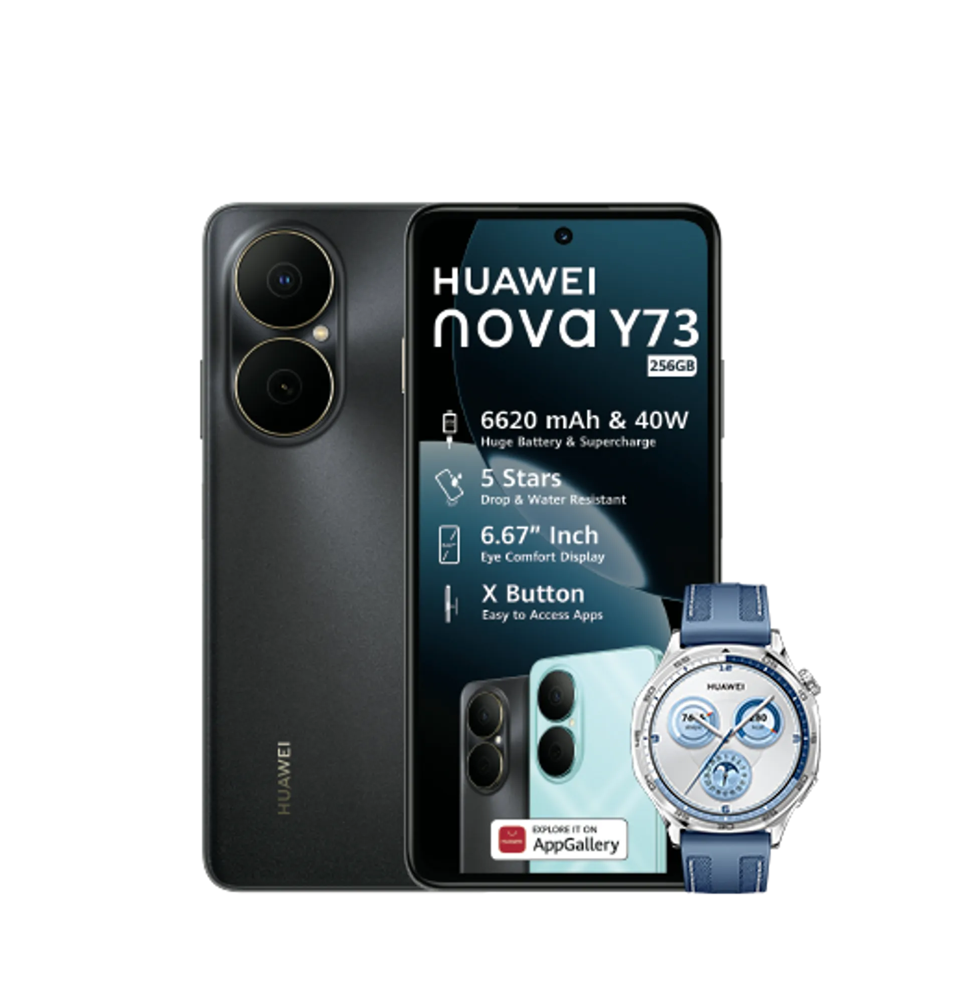 Huawei Nova Y73 Black Huawei Watch GT5 Blue slide