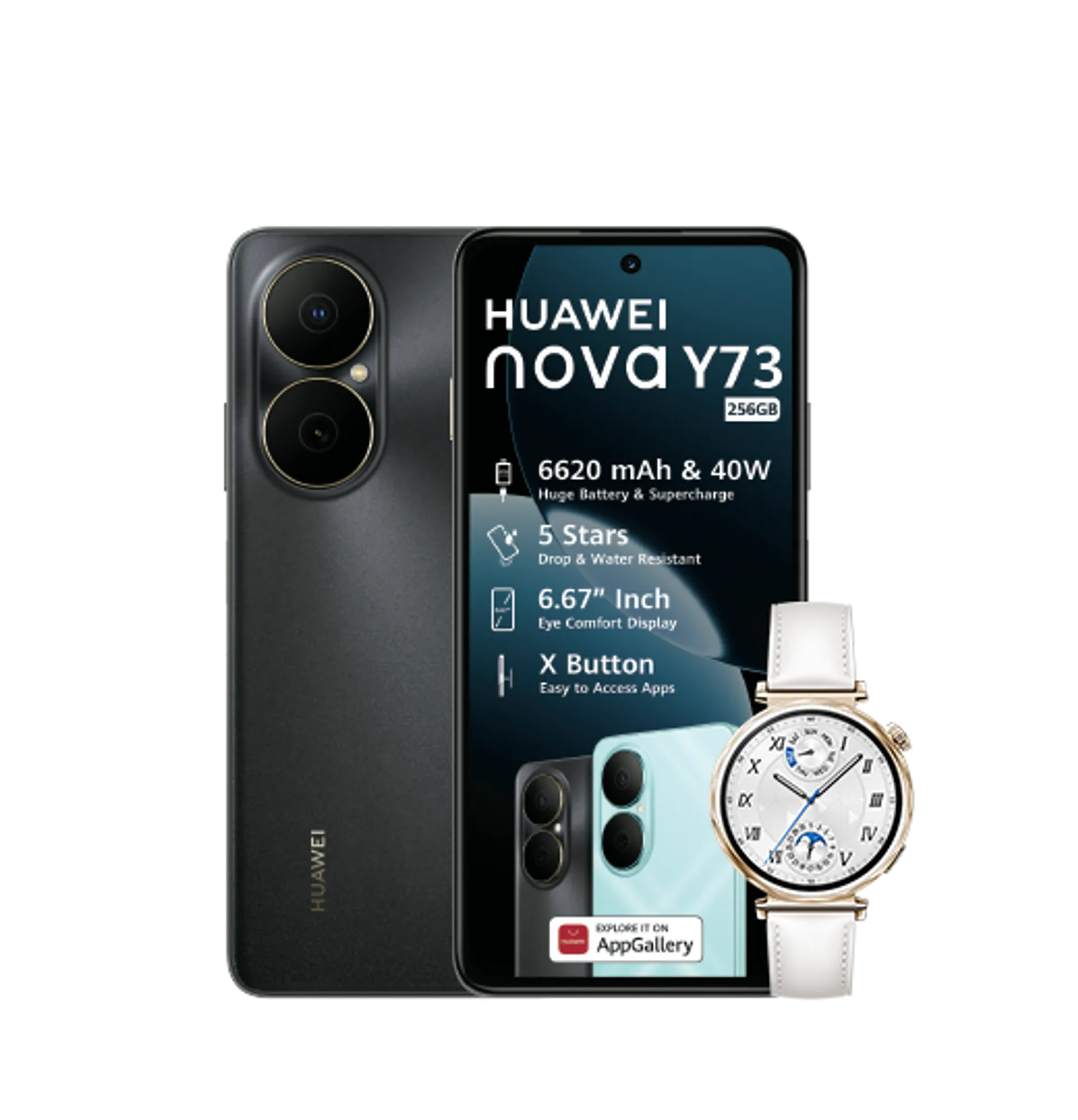 Huawei Nova Y73 Black Huawei Watch GT5 White slide