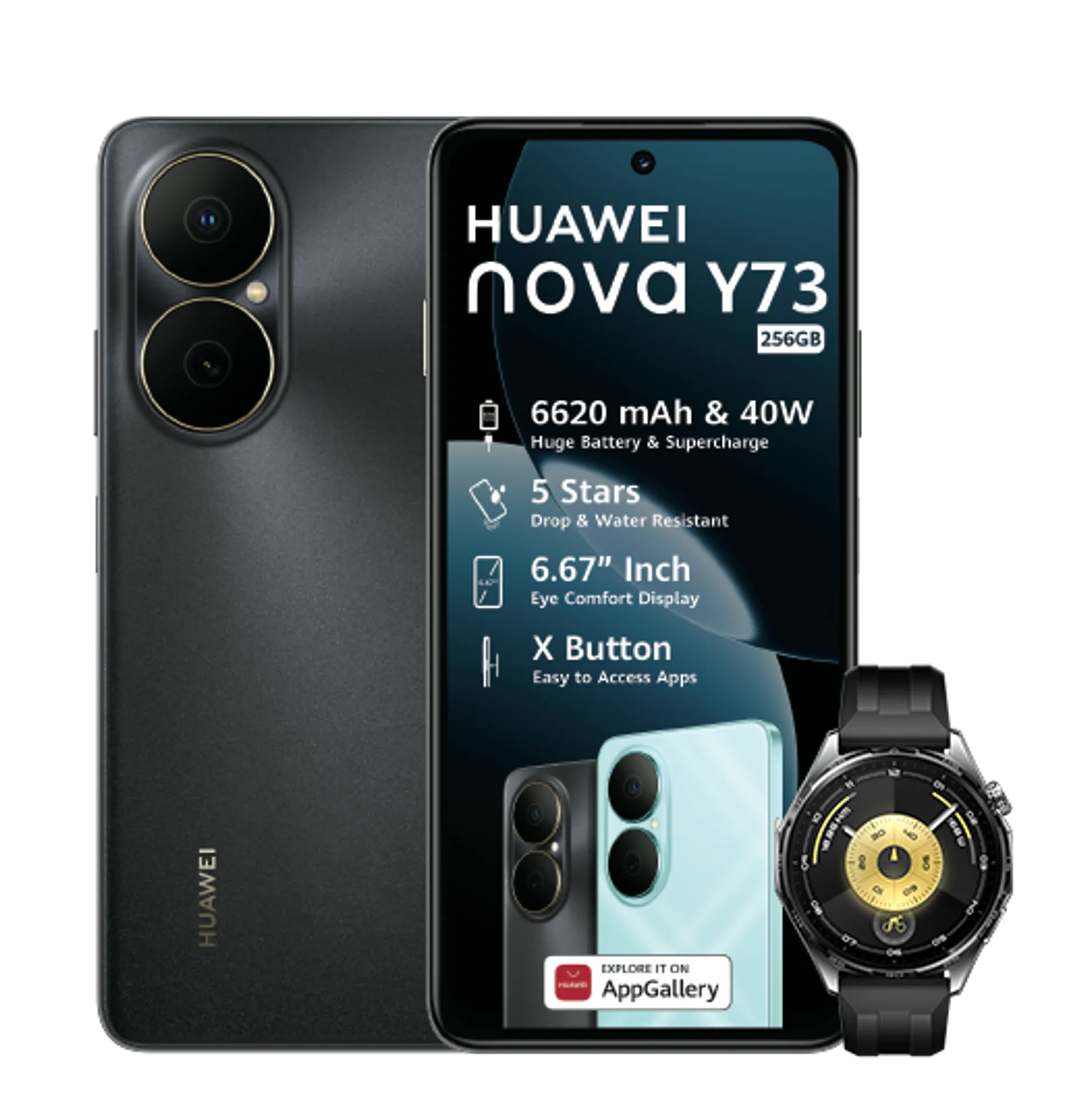 Huawei Nova Y73 Black Huawei Watch GT6 Black slide