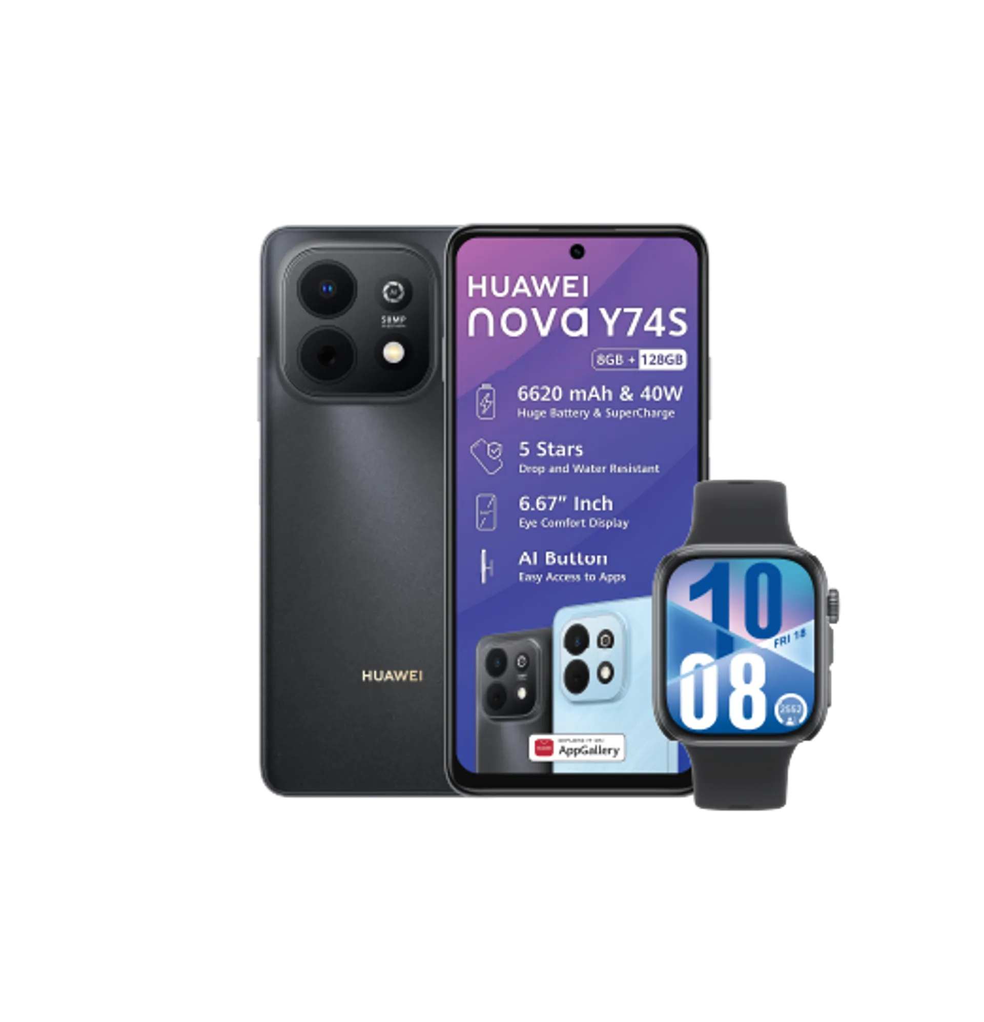 Huawei Nova Y74S Black Huawei Watch Fit4 Black slide